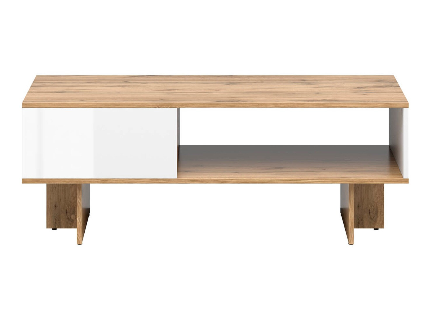 Salontafel Tivetra 124 (Wotan eik + Glanzend wit)