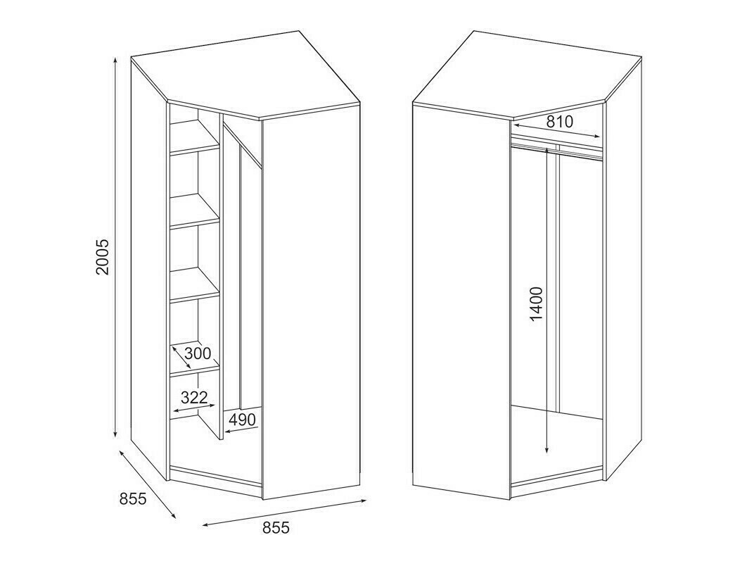 Hoekkledingkast Lexington 118 (Sonoma eik)