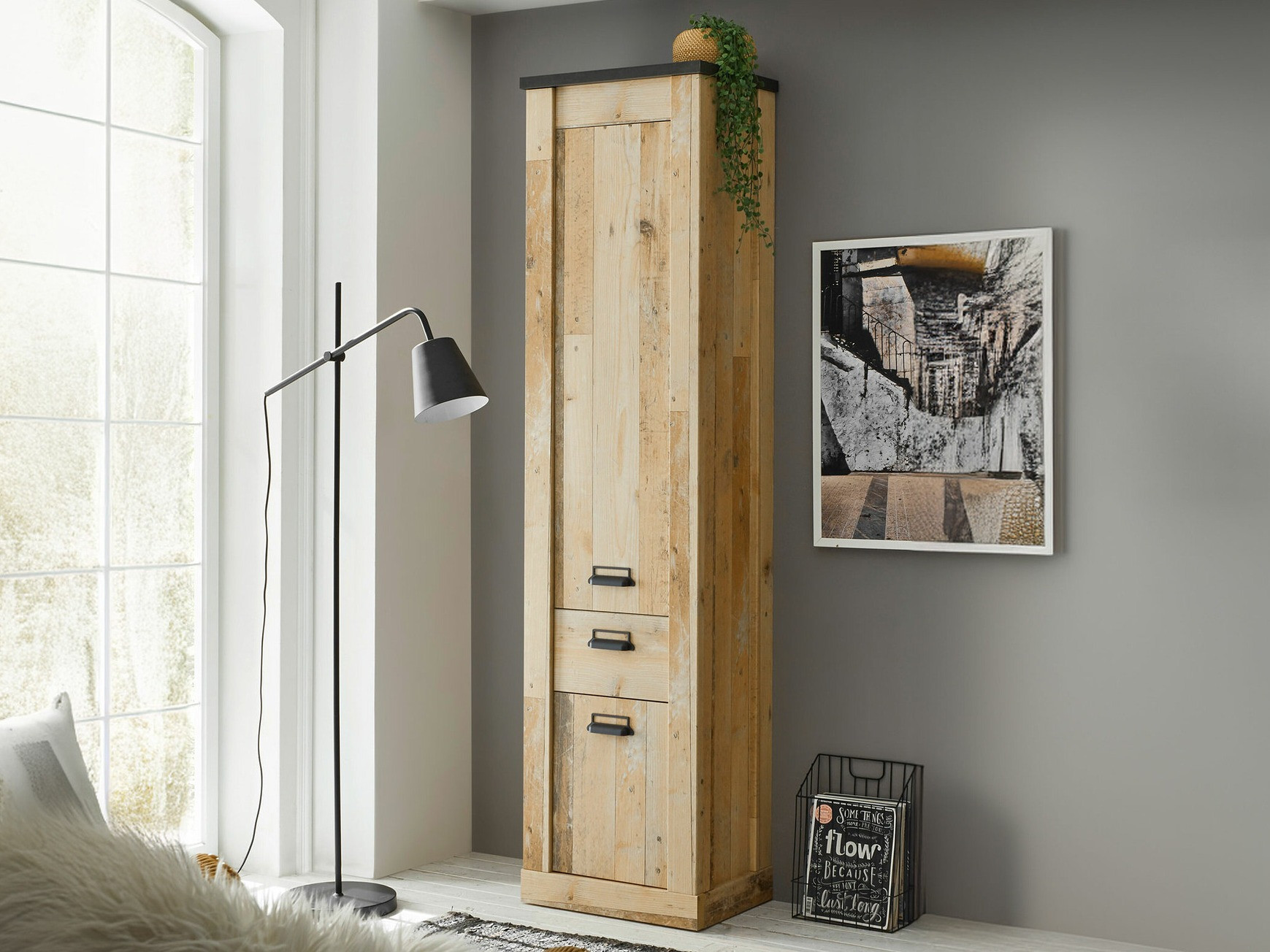 Boekenkast Cirtale 115 (Antraciet + Verouderd hout)