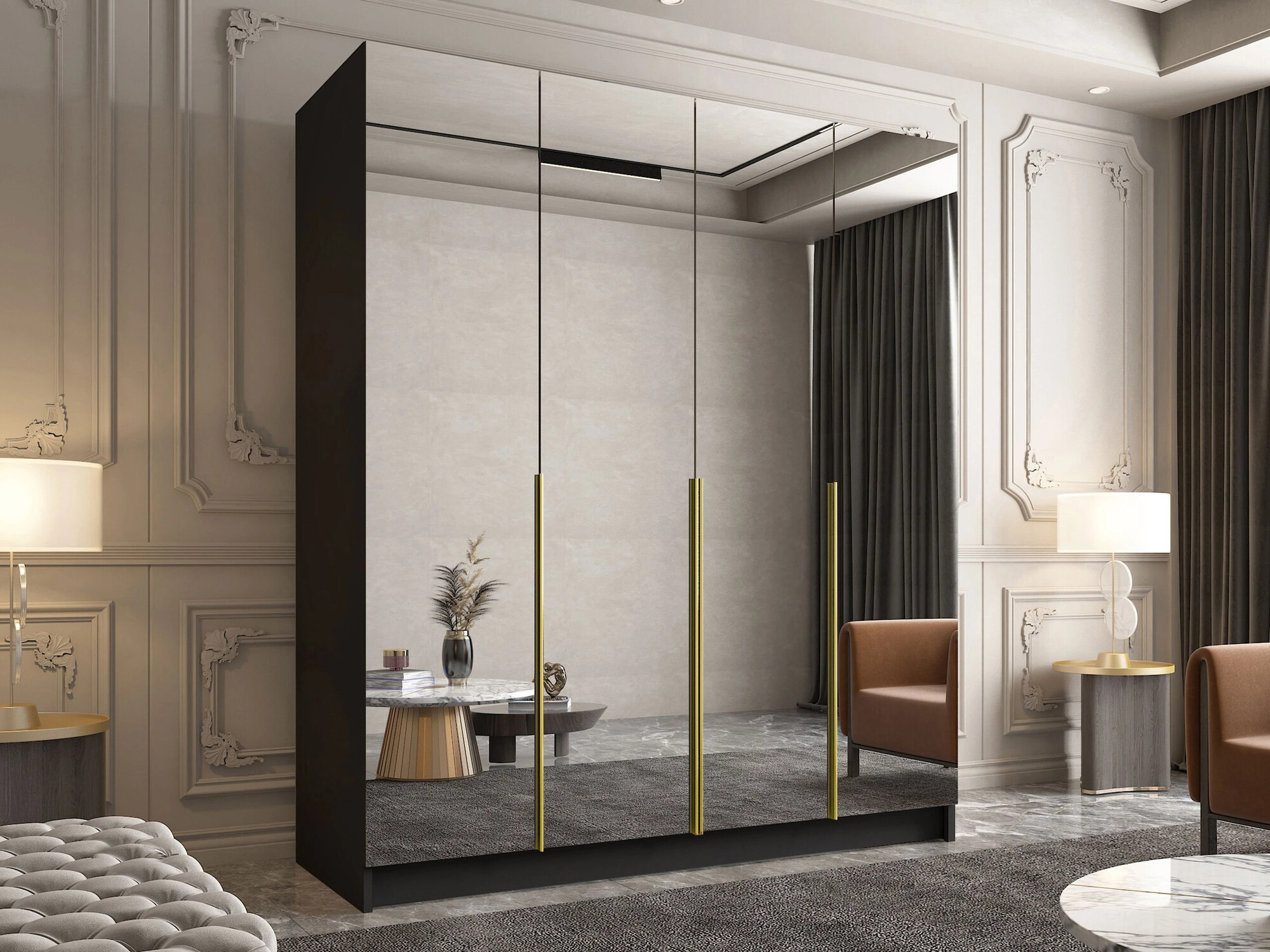 Kledingkast Closico 190 (Zwart + Gouden)