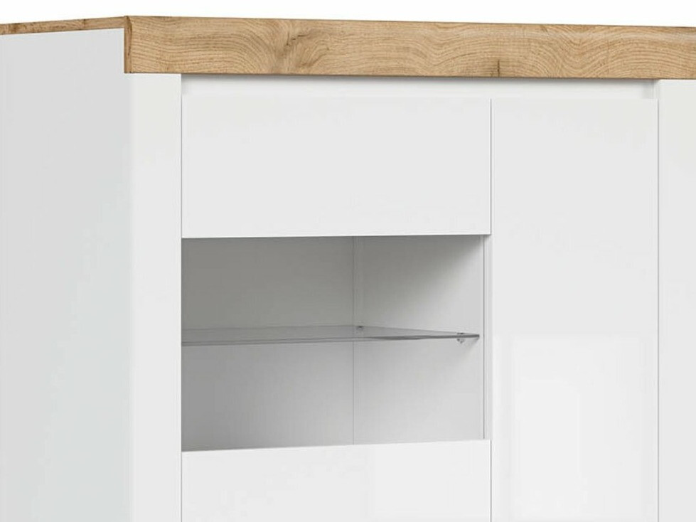 Boekenkast Sonsoru 105 (Wit + Glanzend wit + Wotan eik)