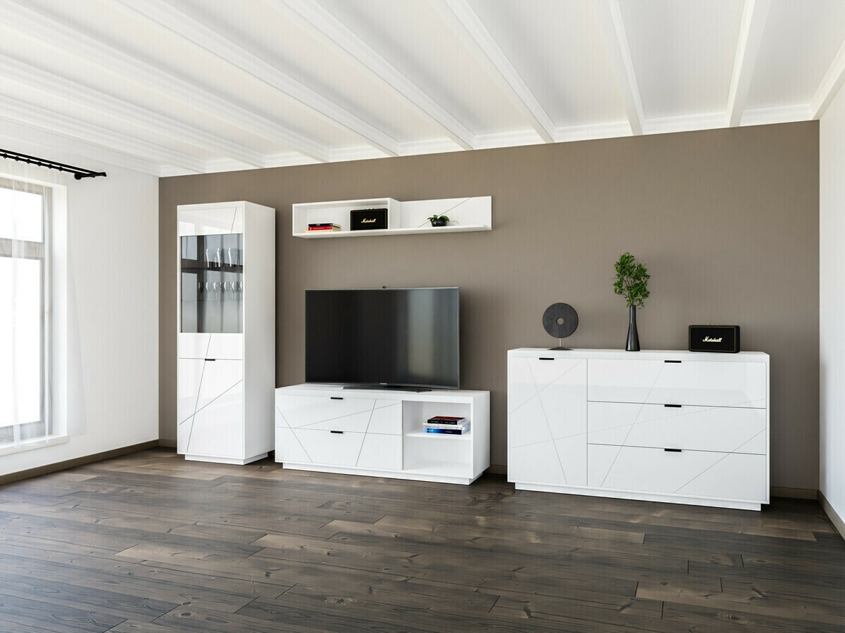 Wandplank Fivale 101 (Glanzend wit + Wit)