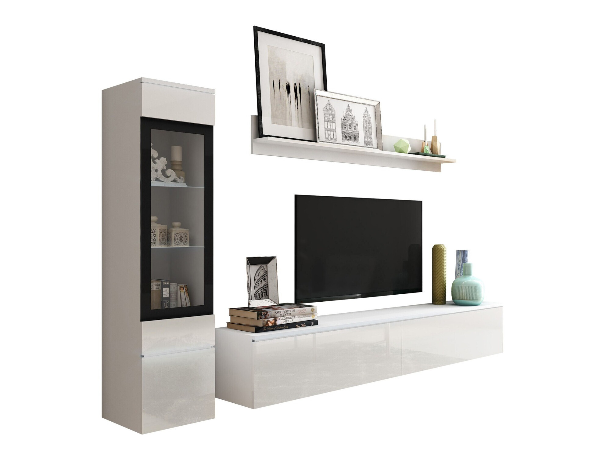 Woonkamerset Mirfivo 100 (Wit + Glanzend wit)
