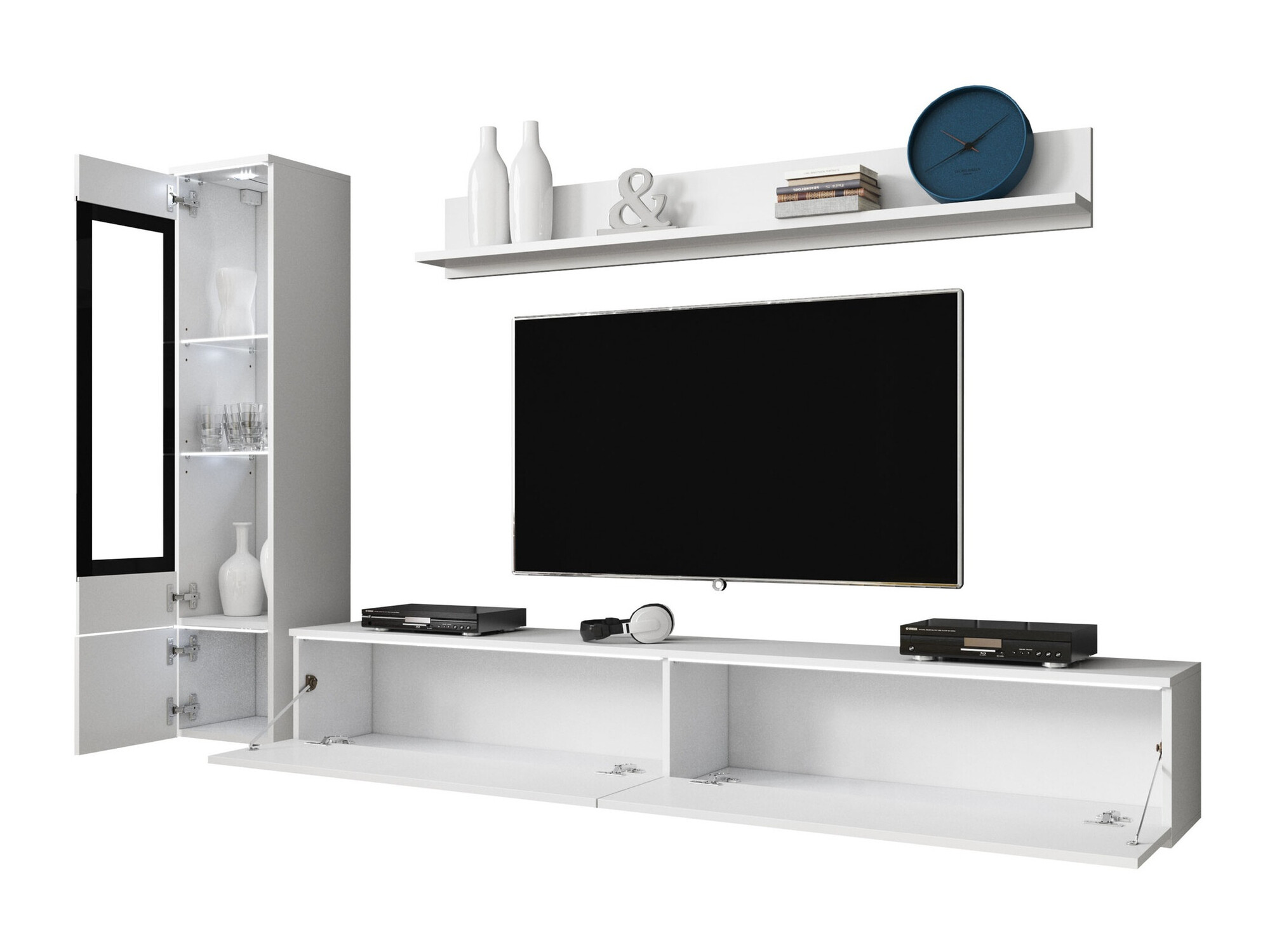 Woonkamerset Mirfivo 100 (Wit + Glanzend wit)