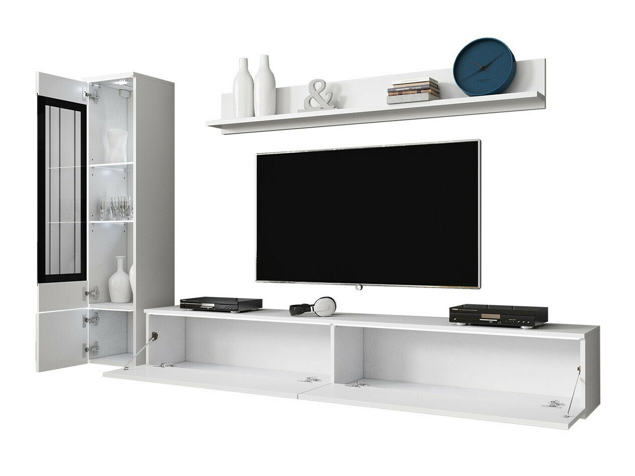 Woonkamerset Mirfivo 100 (Wotan eik + Glanzend wit)