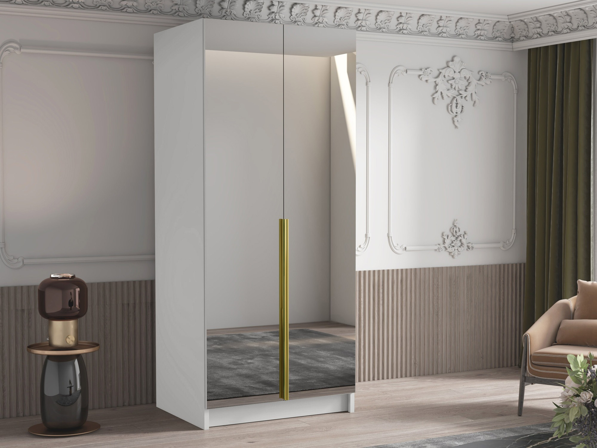 Kledingkast Closico 193 (Wit + Gouden)