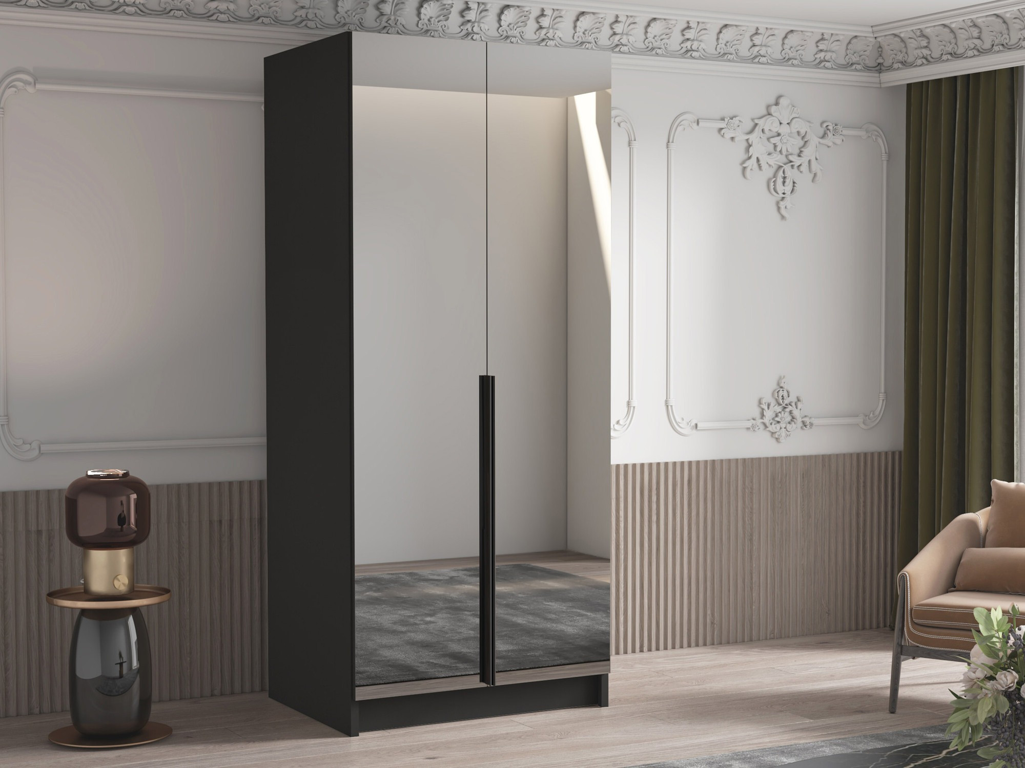 Kledingkast Closico 193 (Zwart)