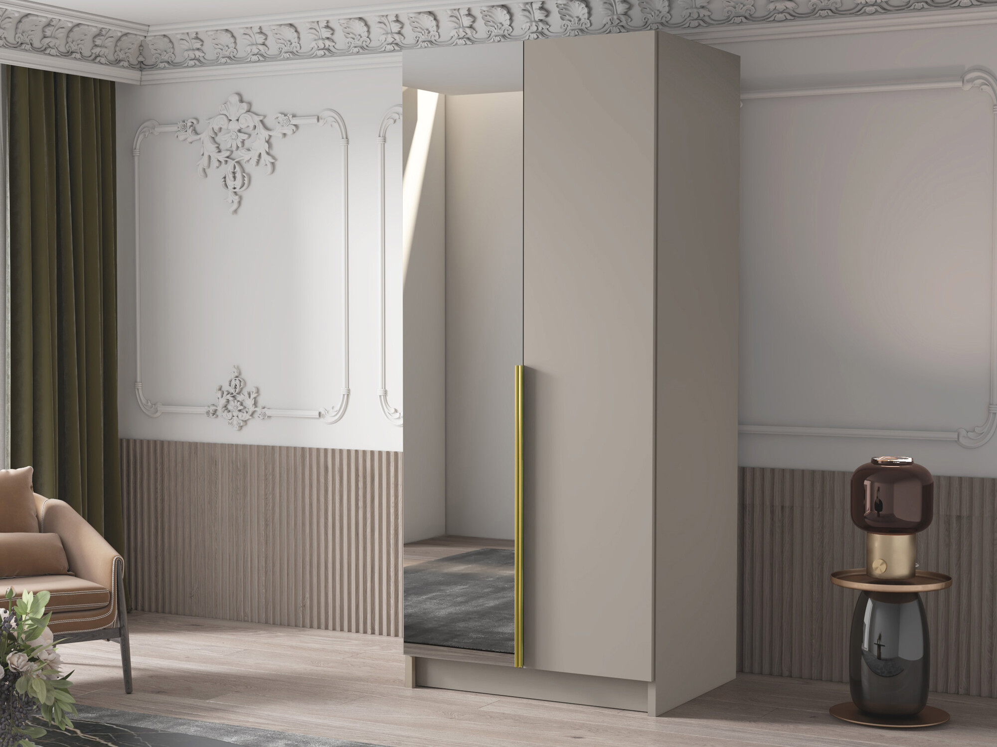 Kledingkast Closico 194 (Kasjmier + Gouden)