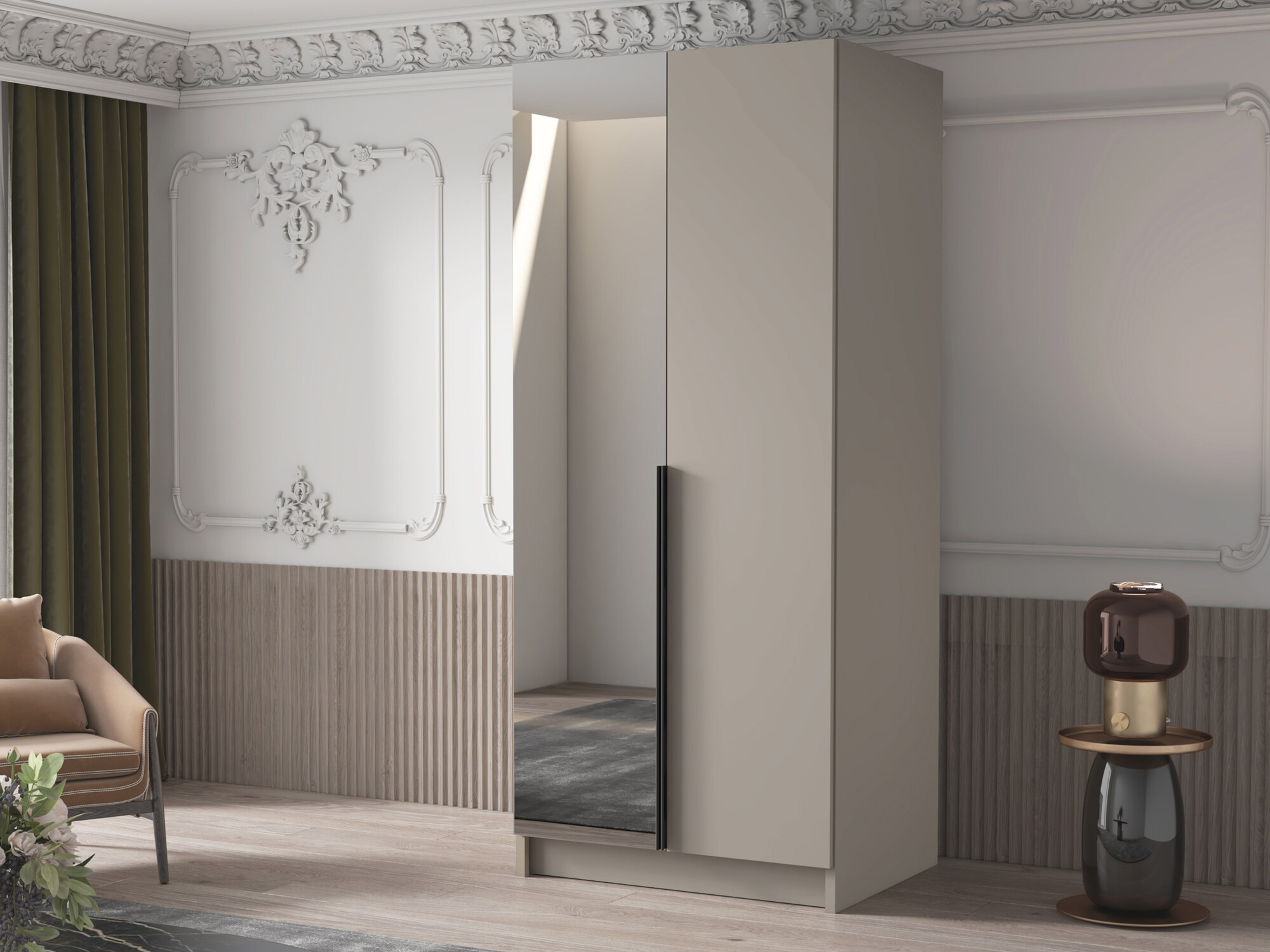 Kledingkast Closico 194 (Kasjmier + Zwart)