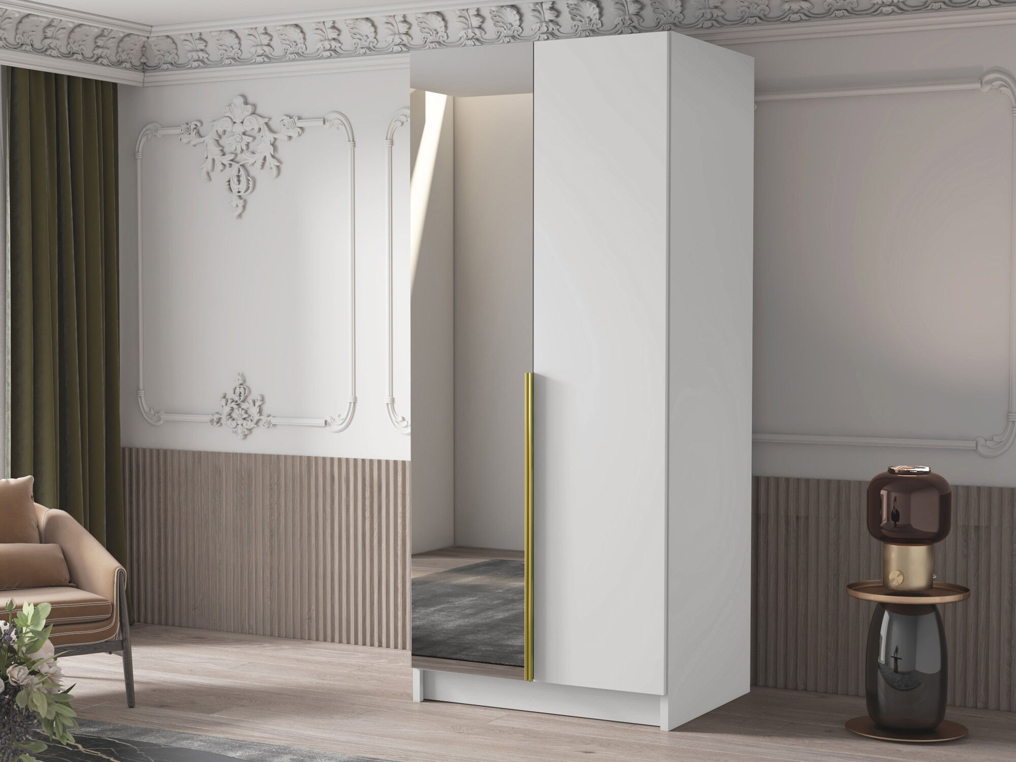 Kledingkast Closico 194 (Wit + Gouden)