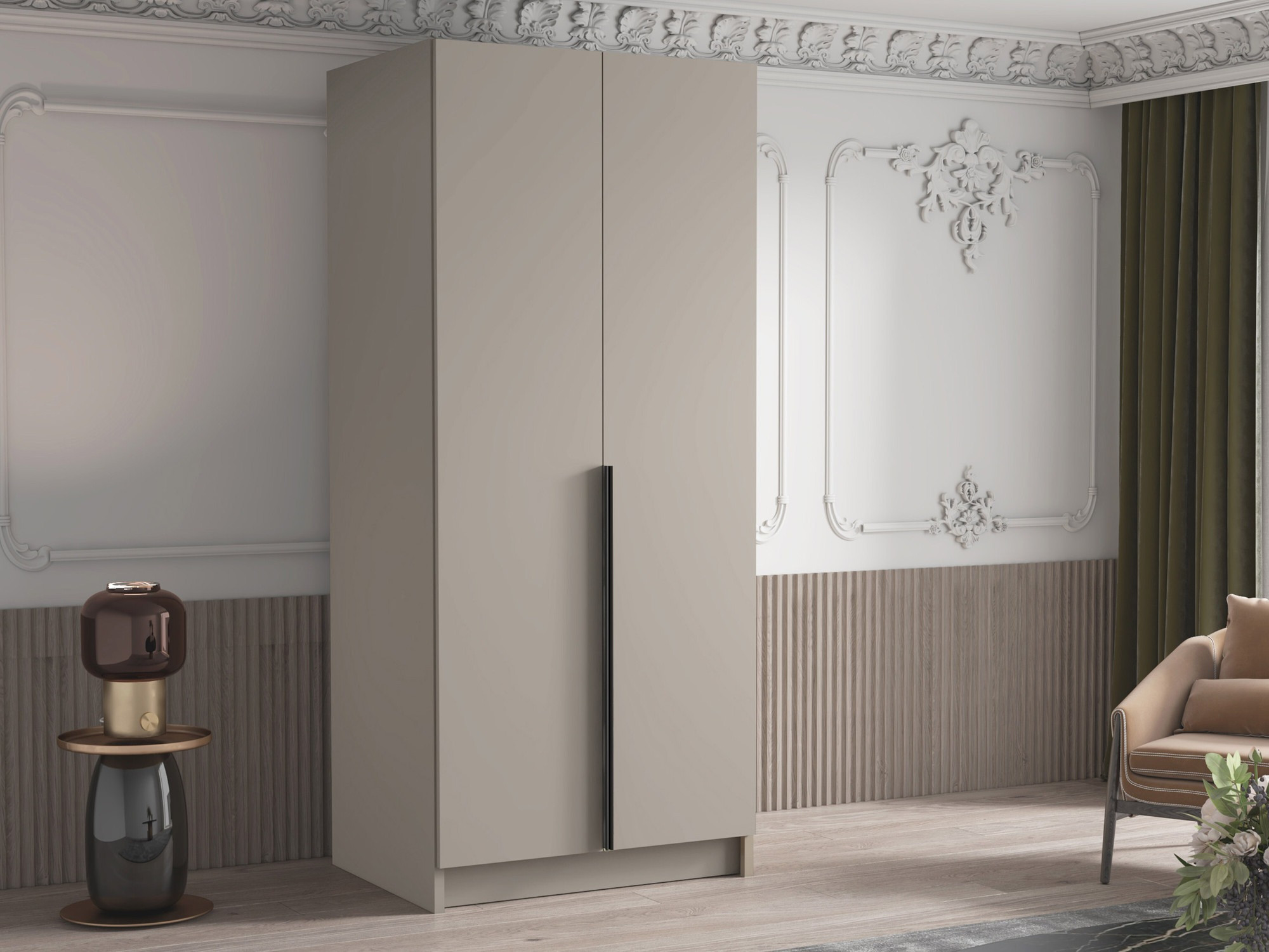 Kledingkast Closico 195 (Kasjmier + Zwart)