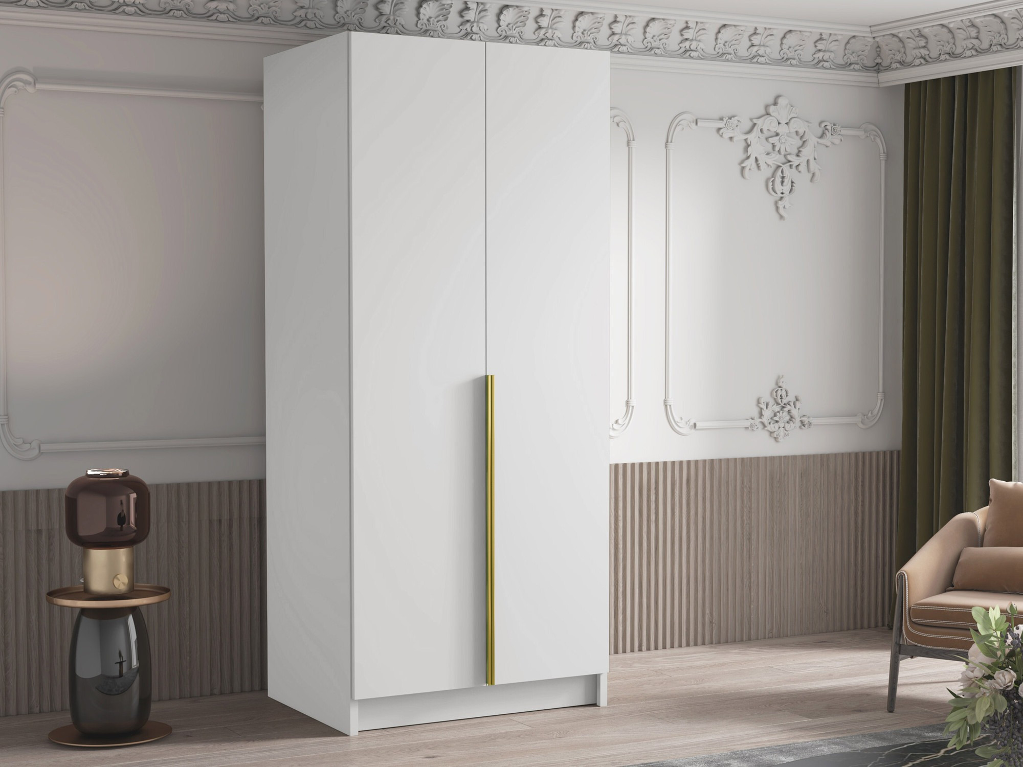 Kledingkast Closico 195 (Wit + Gouden)