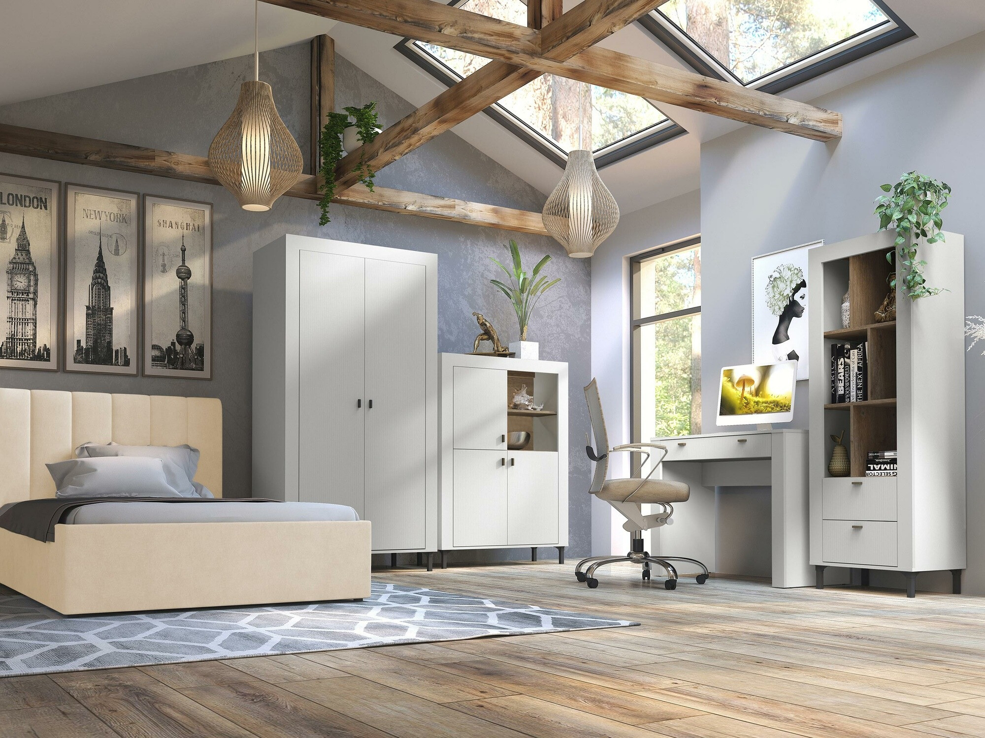 Kledingkast Mormavu 100 (Mat wit)