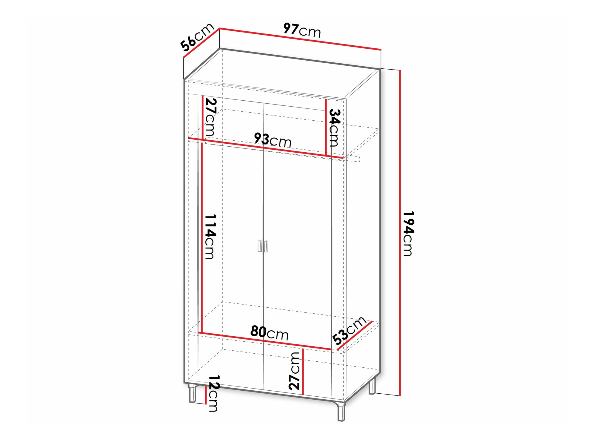 Kledingkast Mormavu 100 (Mat wit)