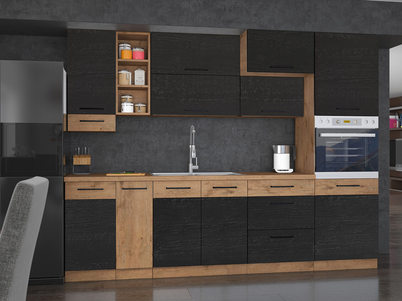 Modulaire kast met deuren Wood Dark 102