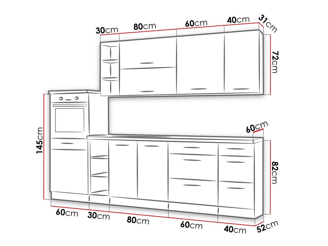 Modulaire keukenset Wood Dark 130