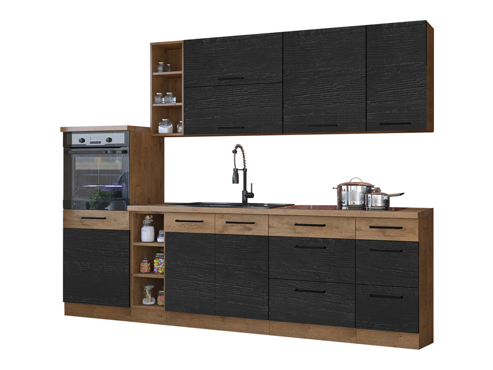 Modulaire keukenset Wood Dark 130