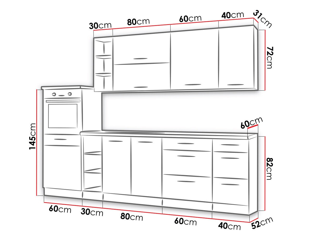 Modulaire keukenset Wood Dark 130