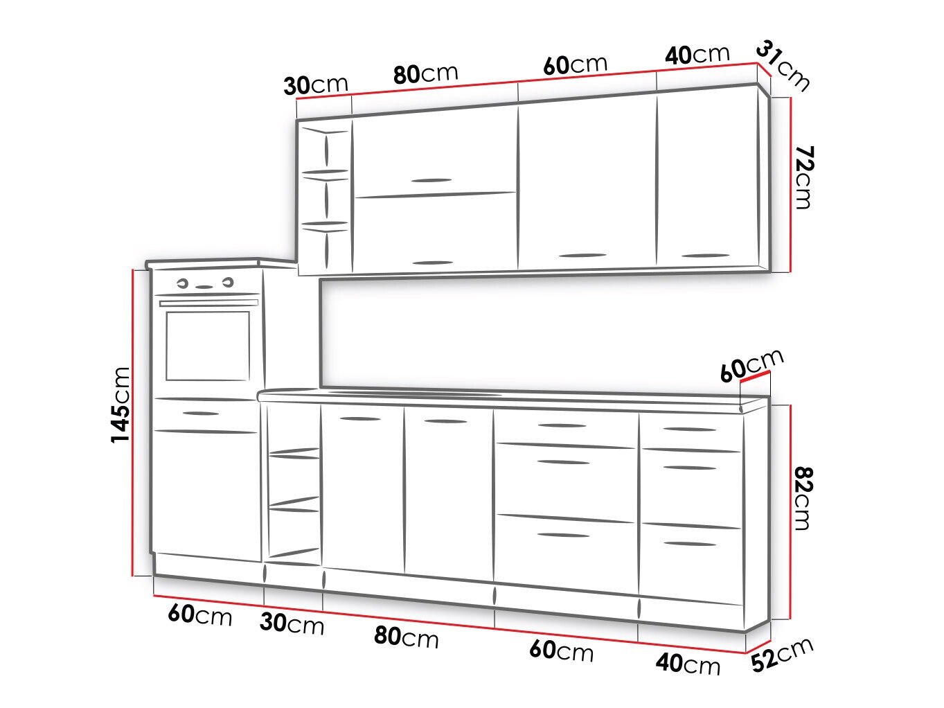 Modulaire keukenset Wood Grey 137