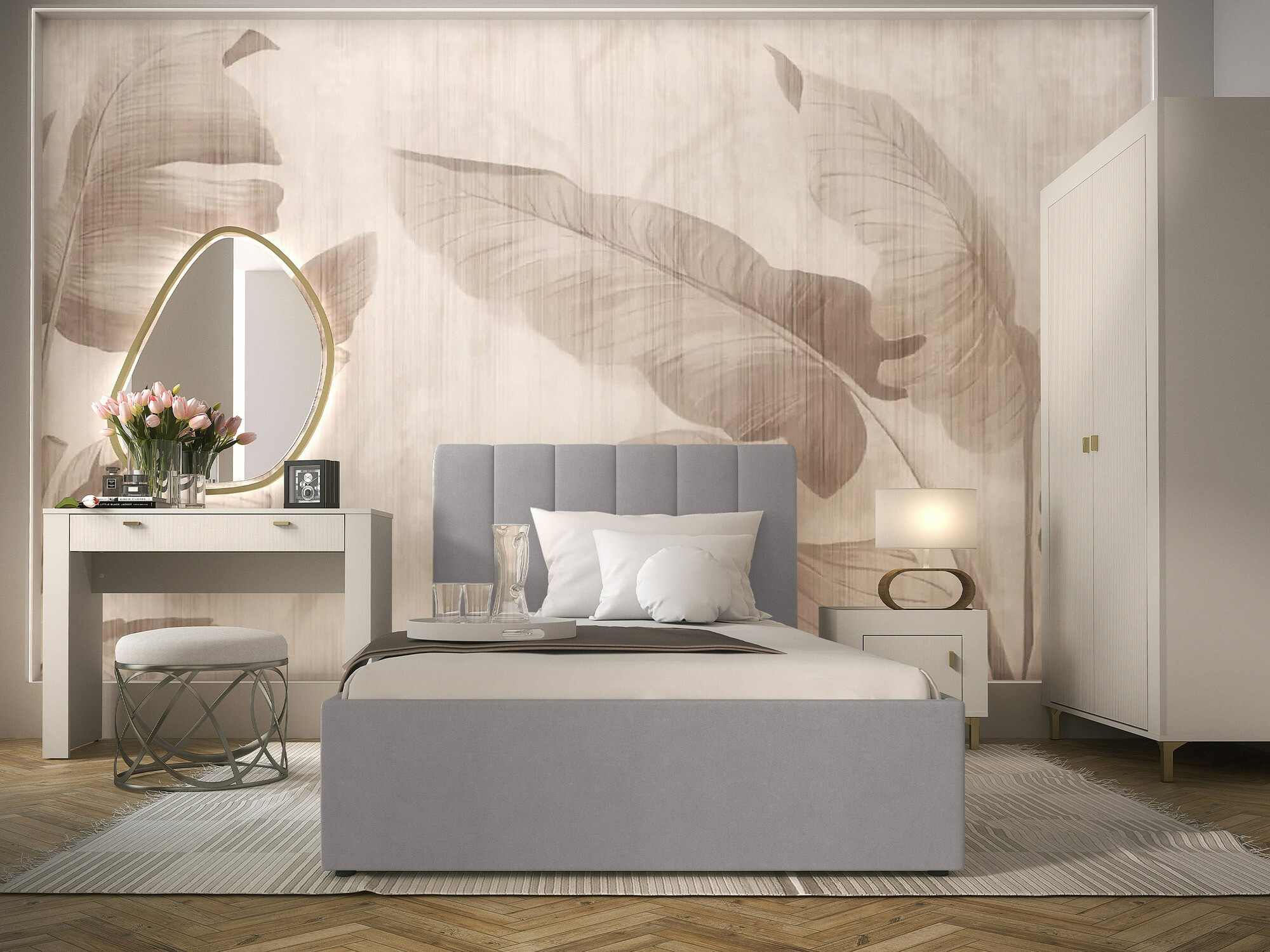 Slaapkamer set Mormavu 112 (Kasjmier + Grijs)