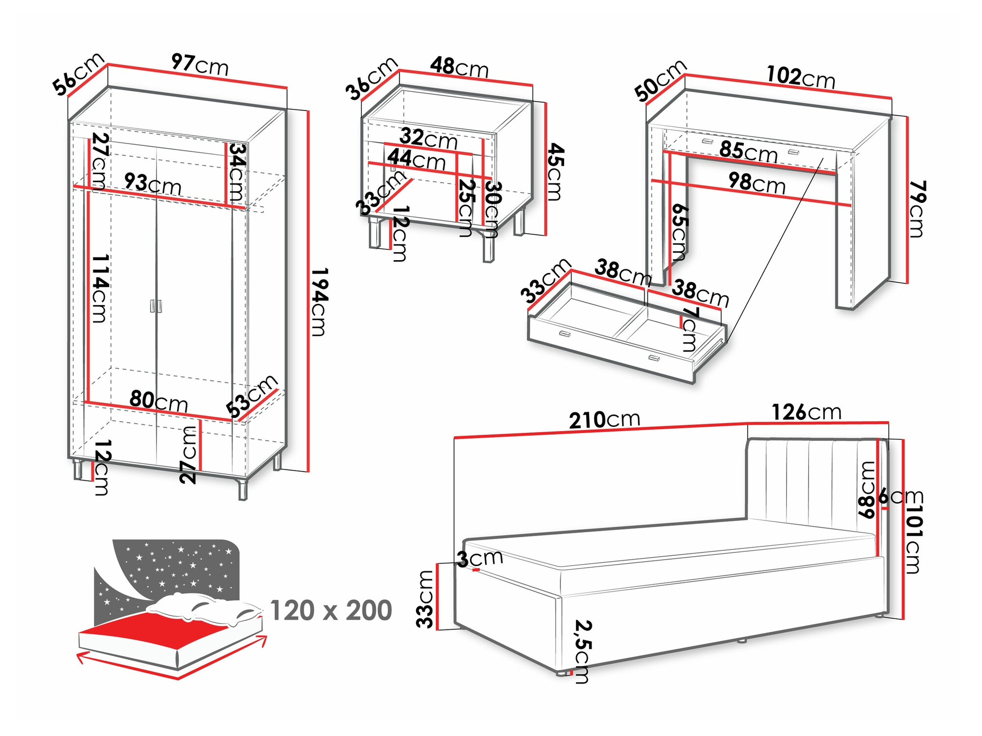 Slaapkamerset Mormavu 112 (Kasjmier + Grijs)