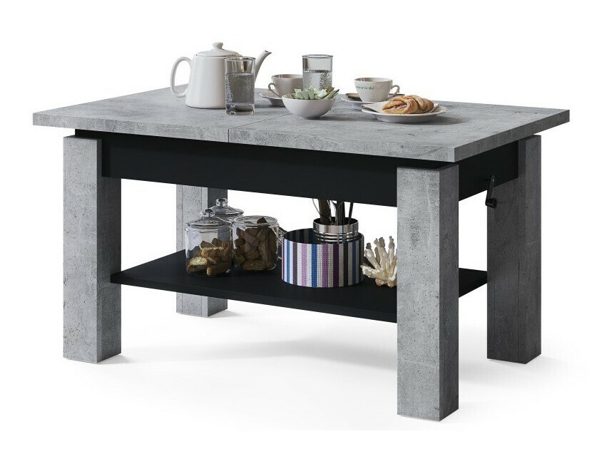 Transformeerbare salontafel Glendale 100 (Beton + Zwart)