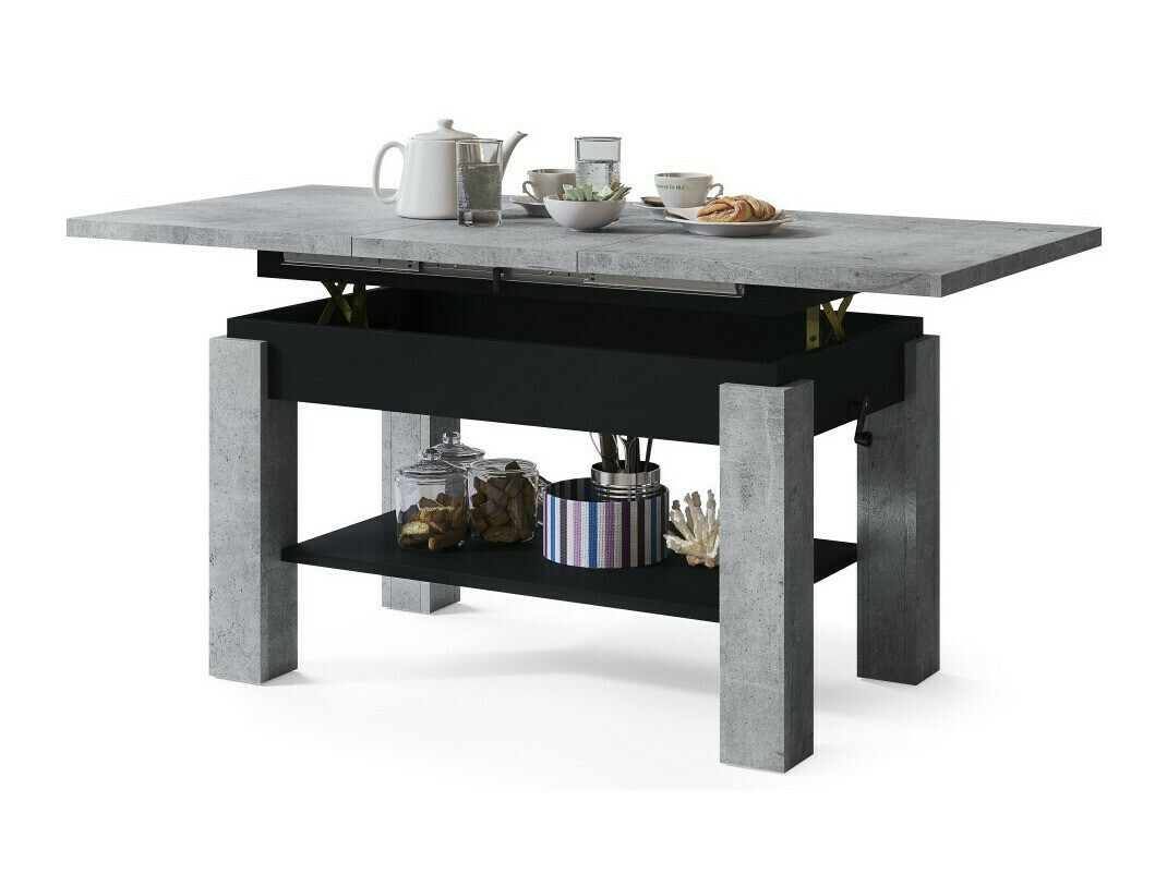 Transforming salontafel Glendale 100 (Beton + Zwart)