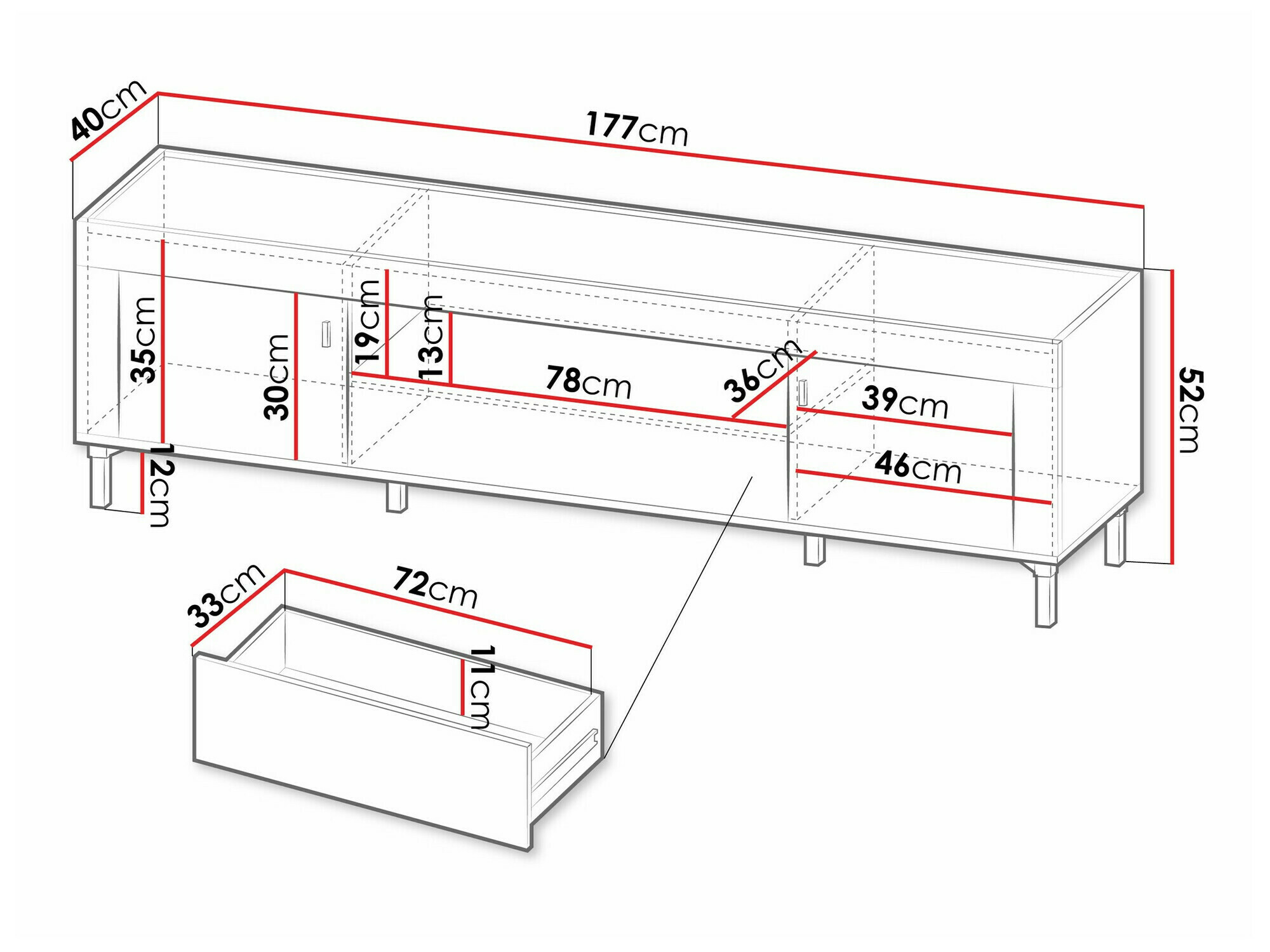 TV-meubel Mormavu 106 (Matzwart)