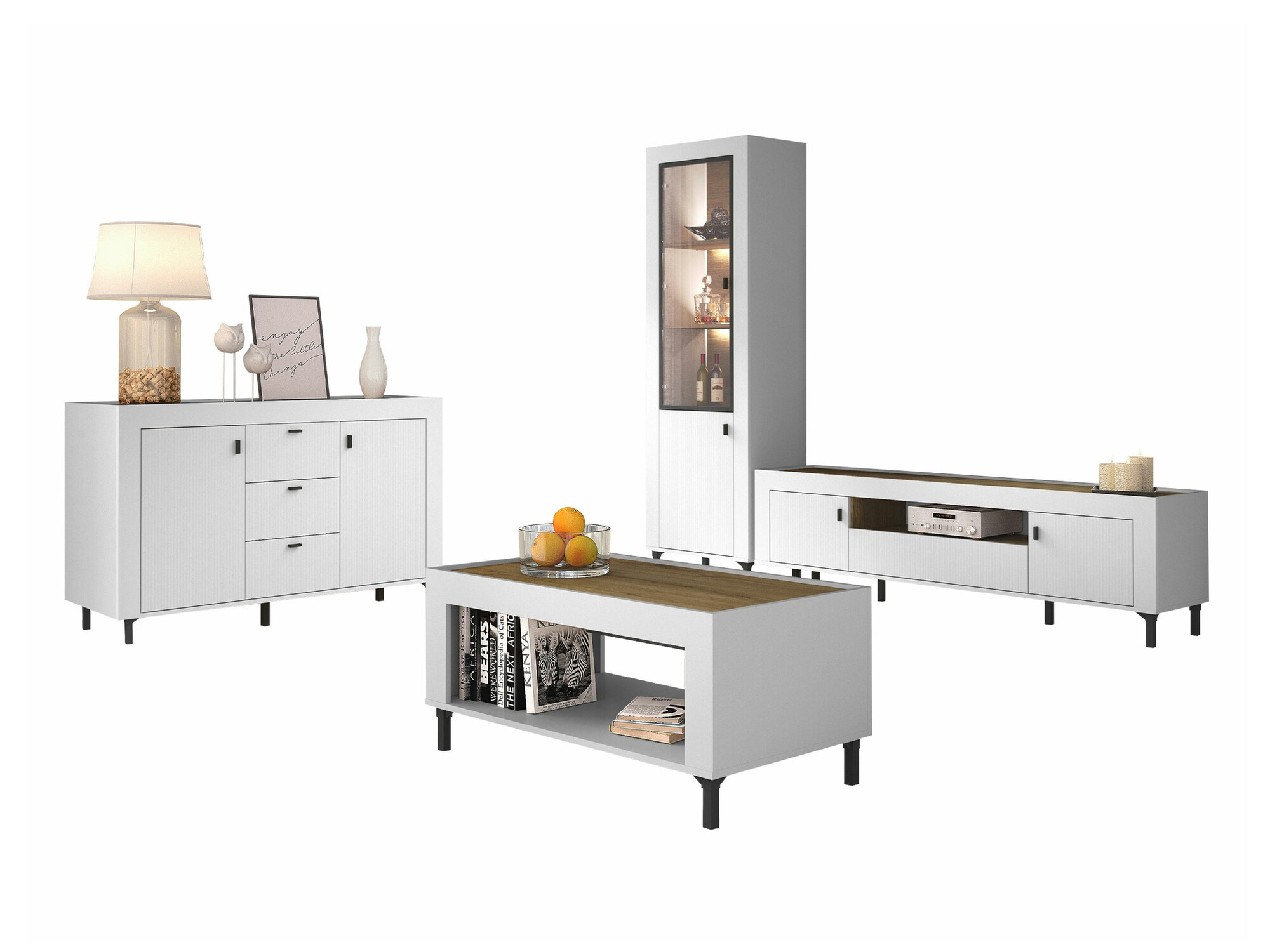 Woonkamerset Mormavu 114 (Mat wit)