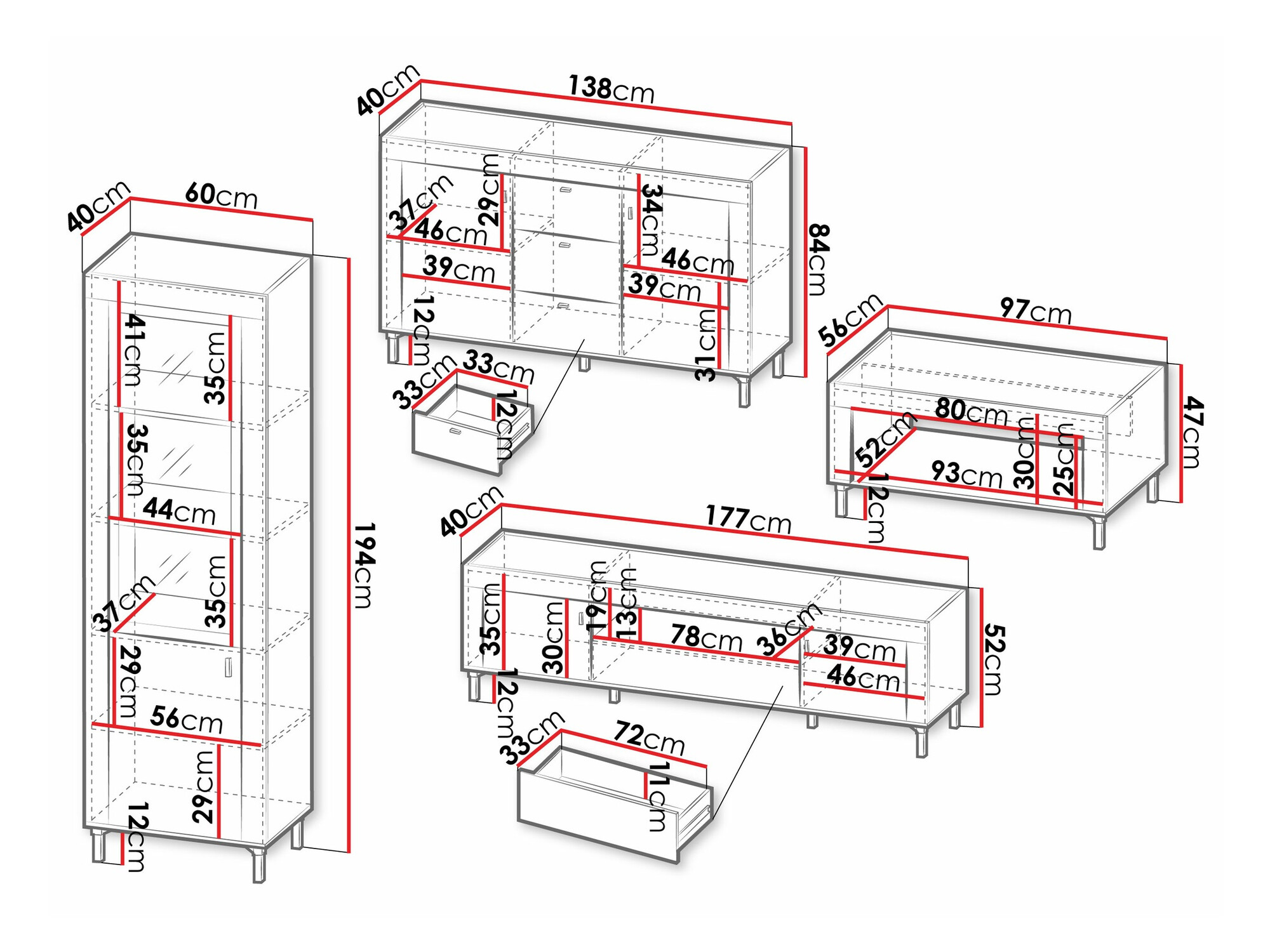 Woonkamerset Mormavu 114 (Mat wit)