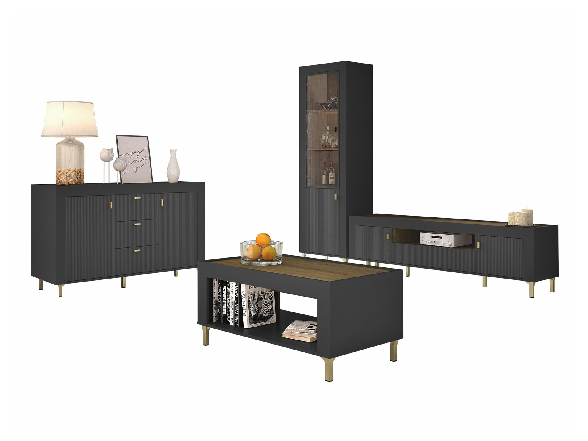 Woonkamerset Mormavu 114 (Matzwart)