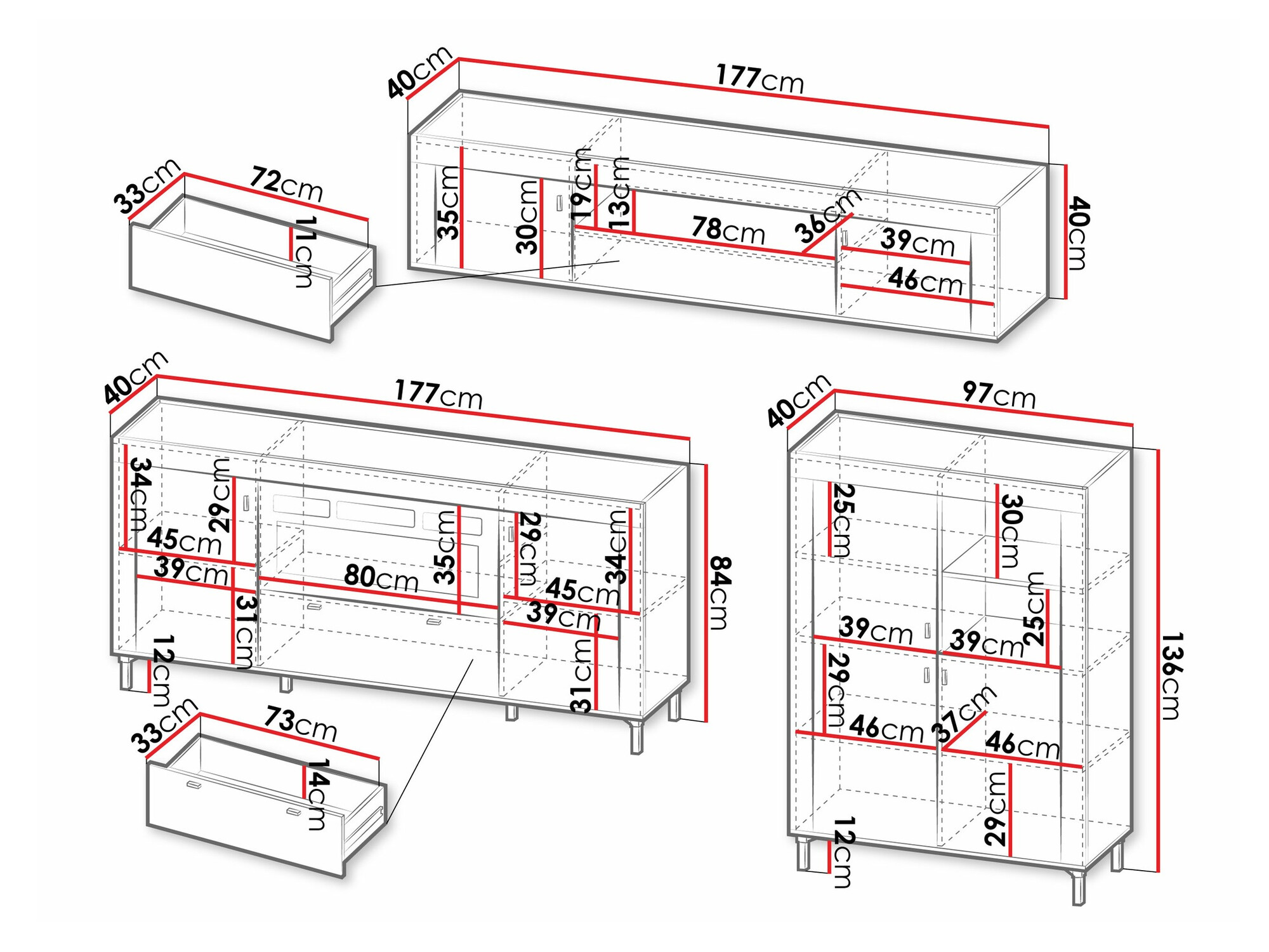 Woonkamerset Mormavu 115 (Mat wit)