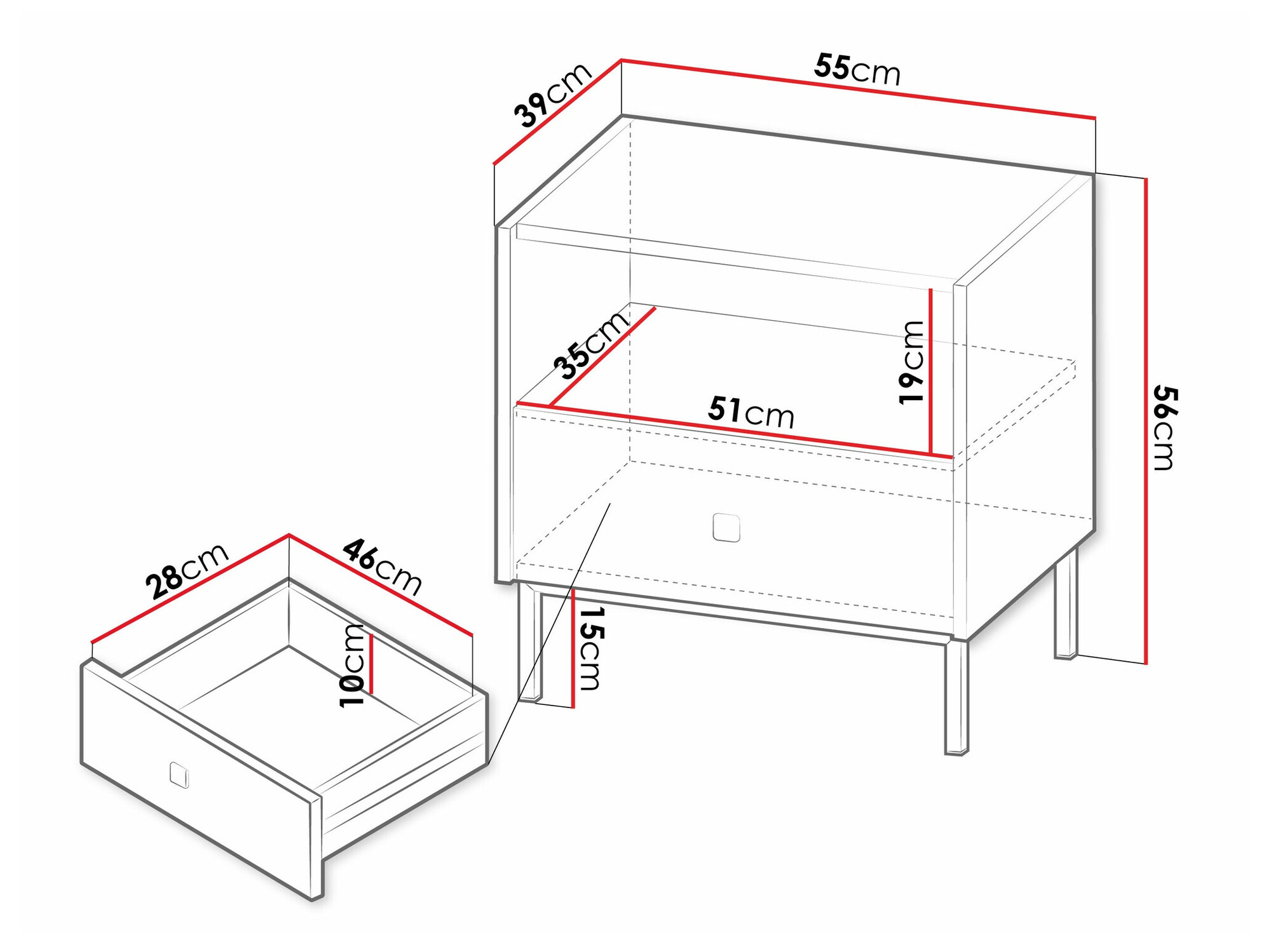 Nachtkastje Comfivo Nunove 105 (Wit)