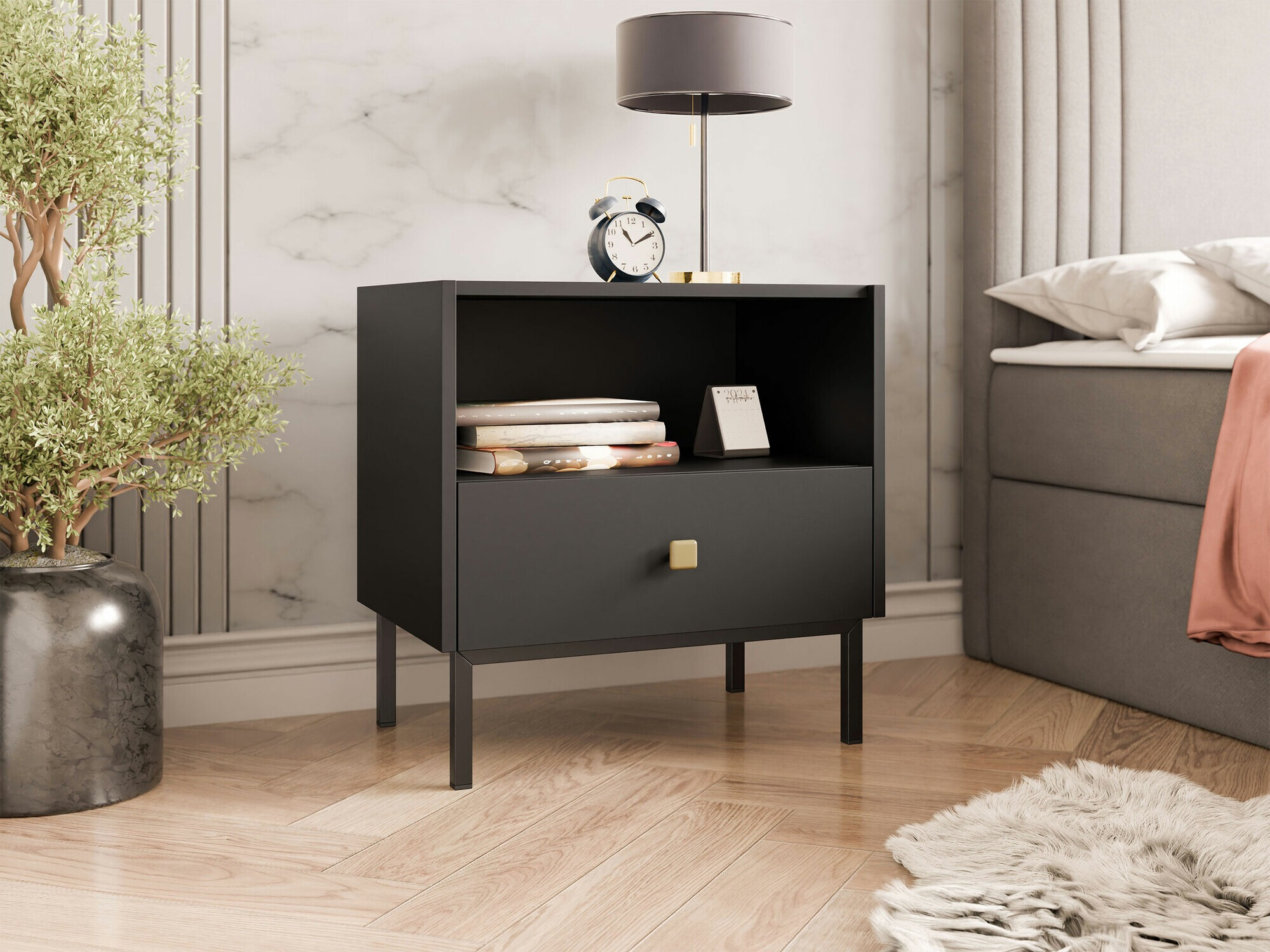 Nachtkastje Comfivo Nunove 105 (Zwart)