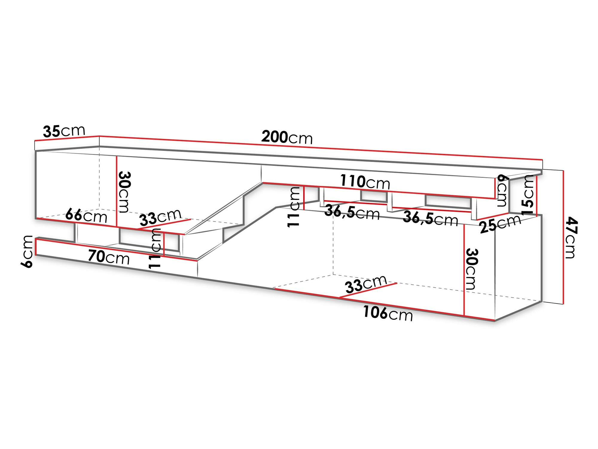 TV-meubel Comfivo Daldune 104 (Wit + Wotan eik)