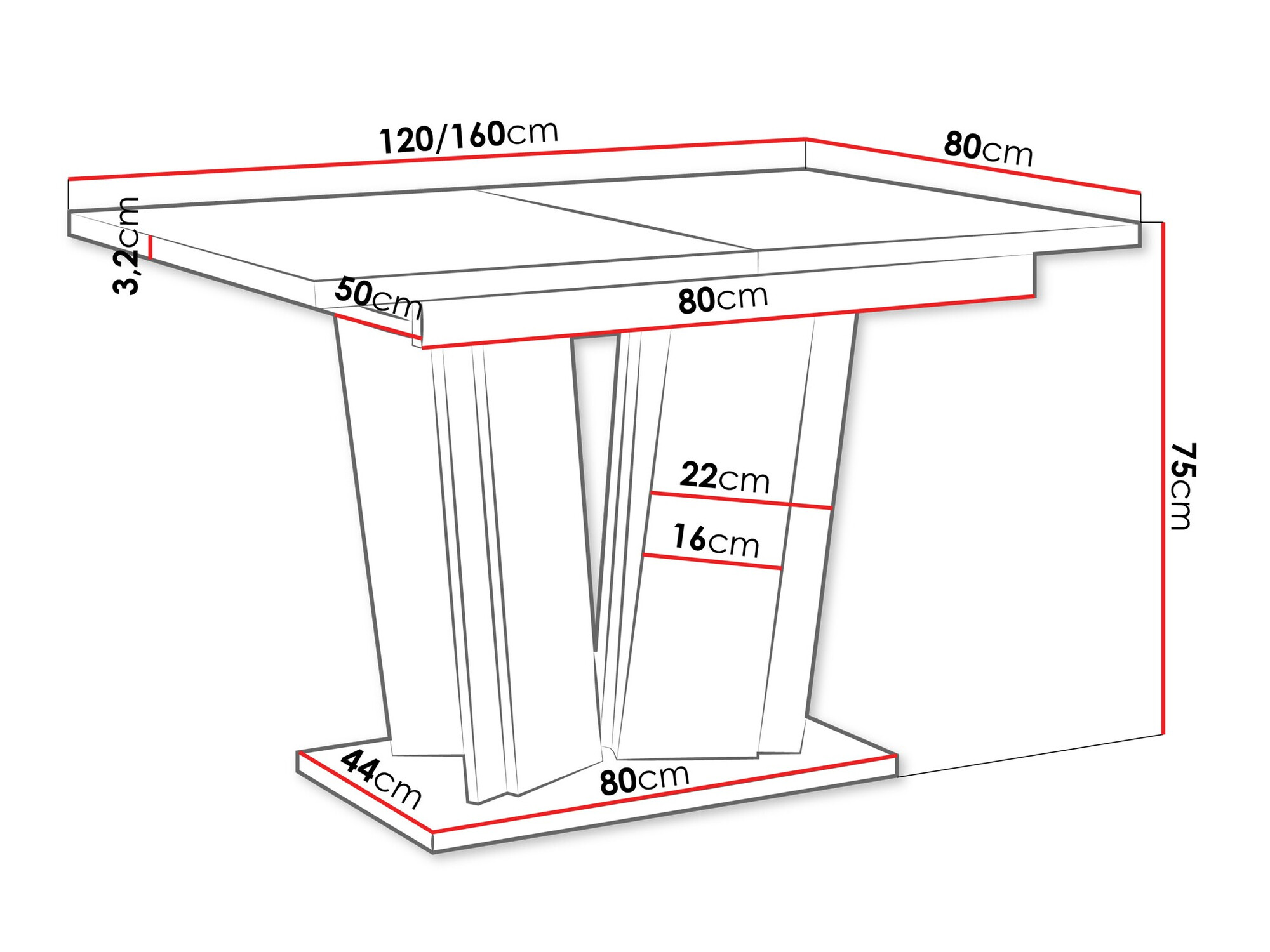 Tafel Goodyear 130 (Zwart marmer)