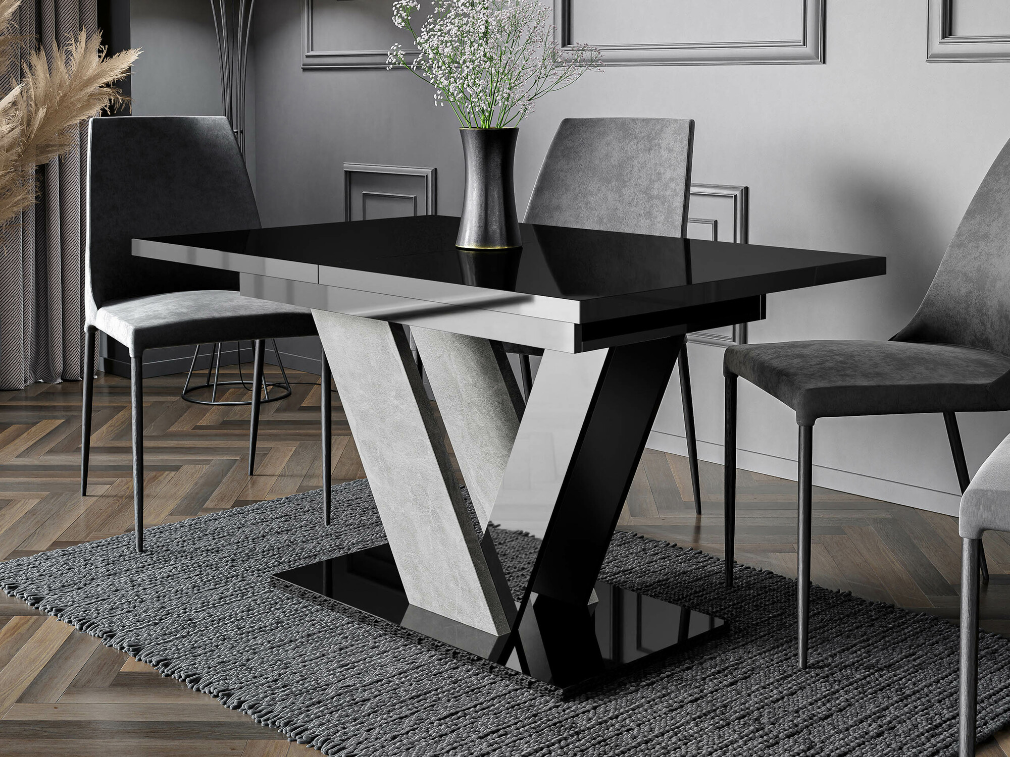 Tafel Goodyear 131 (Glanzend zwart + Beton)