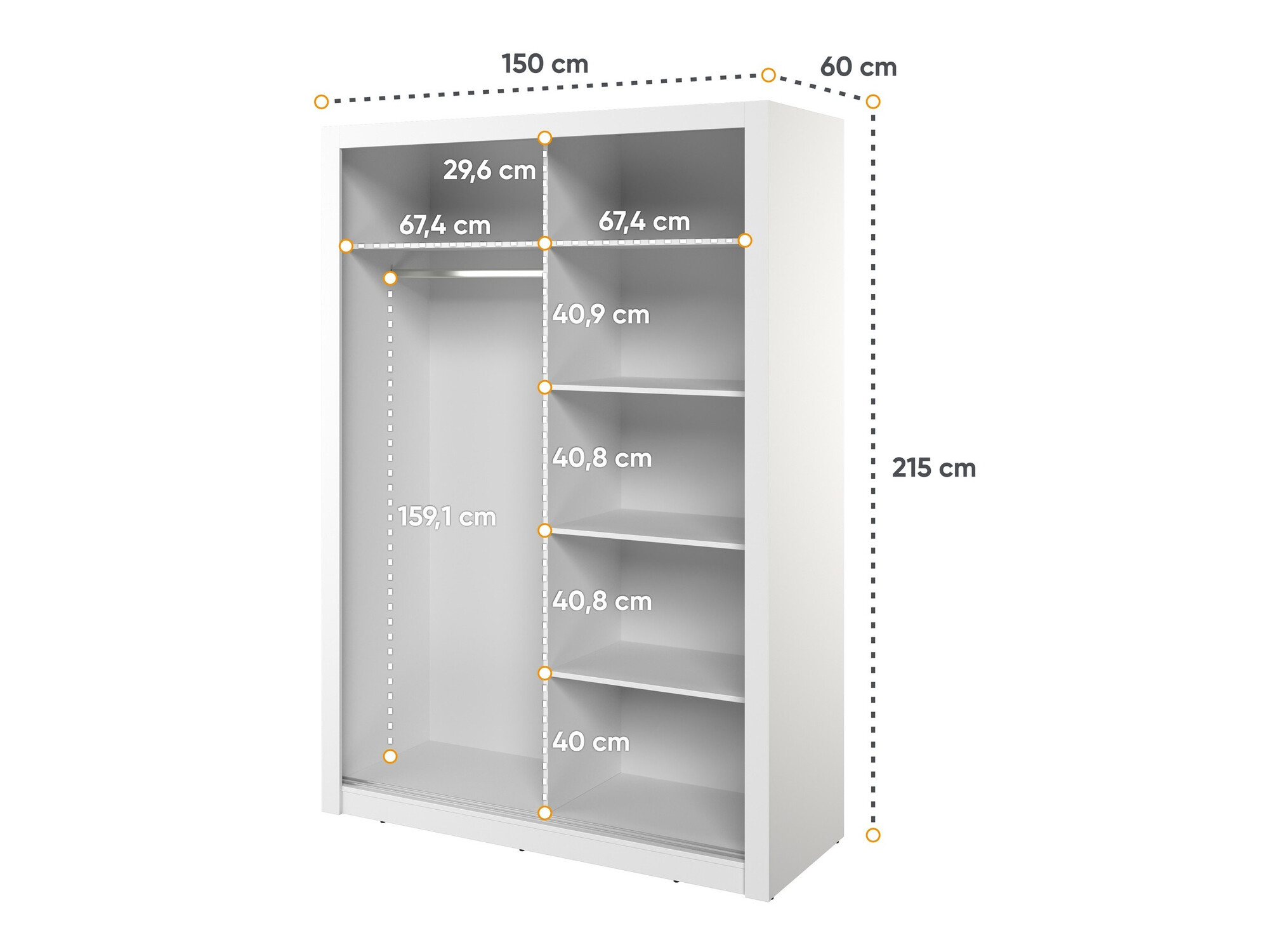 Kledingkast Fresno 152 (Wit)