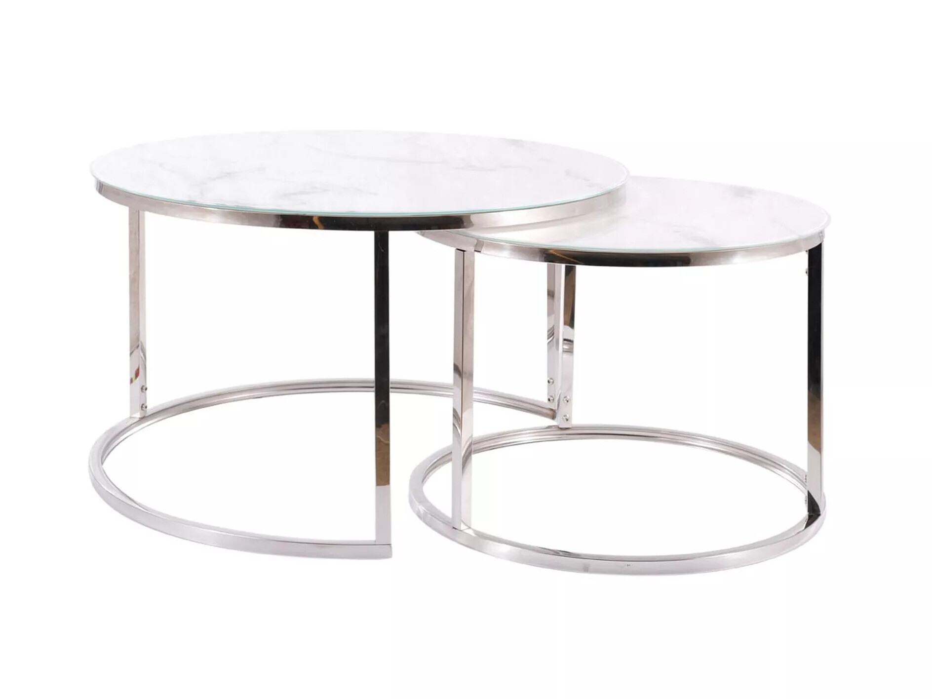 Salontafel set Detroit 494 (Zilver + Wit marmer)