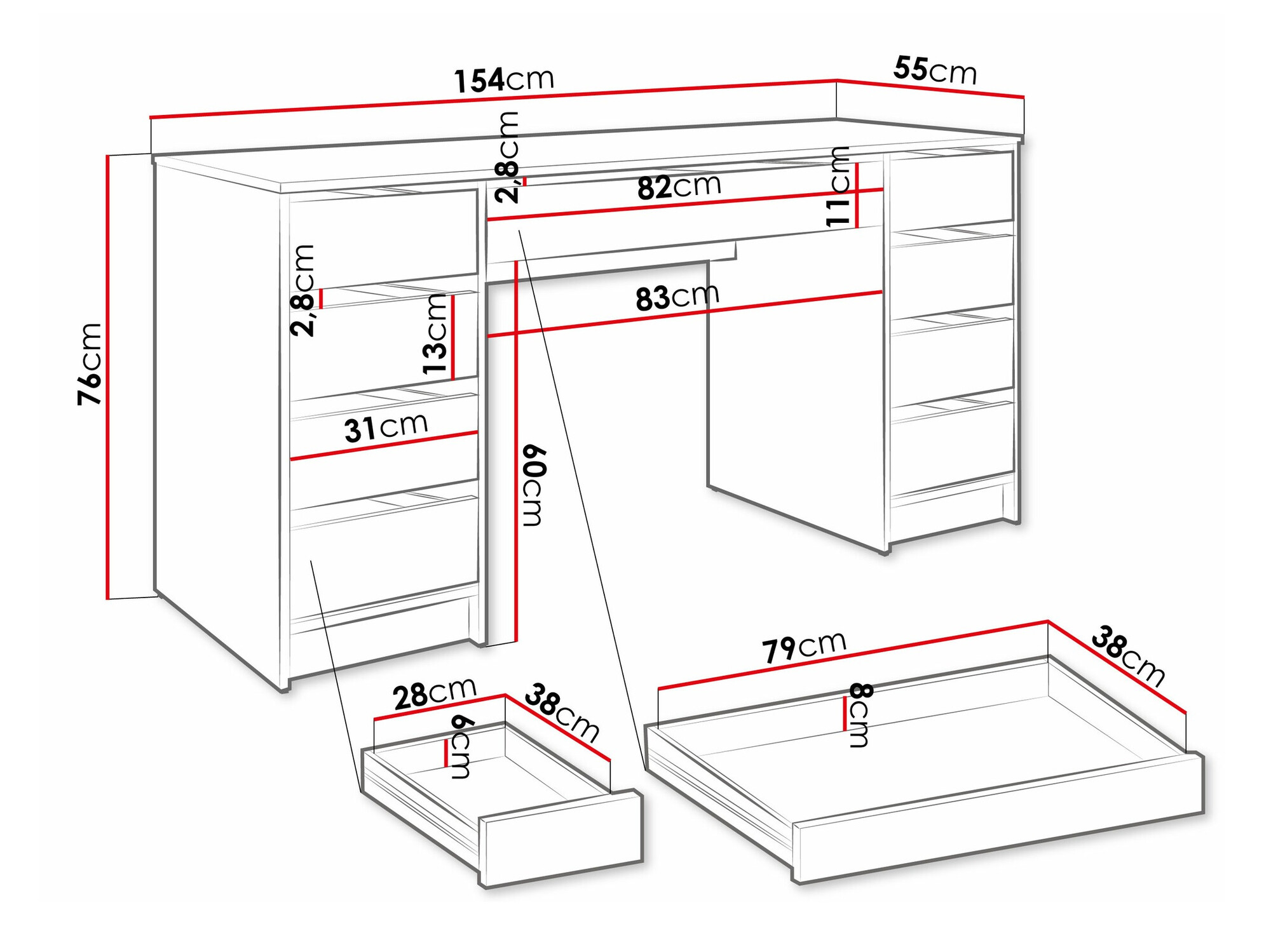 Bureau Comfivo 401 (Wit)