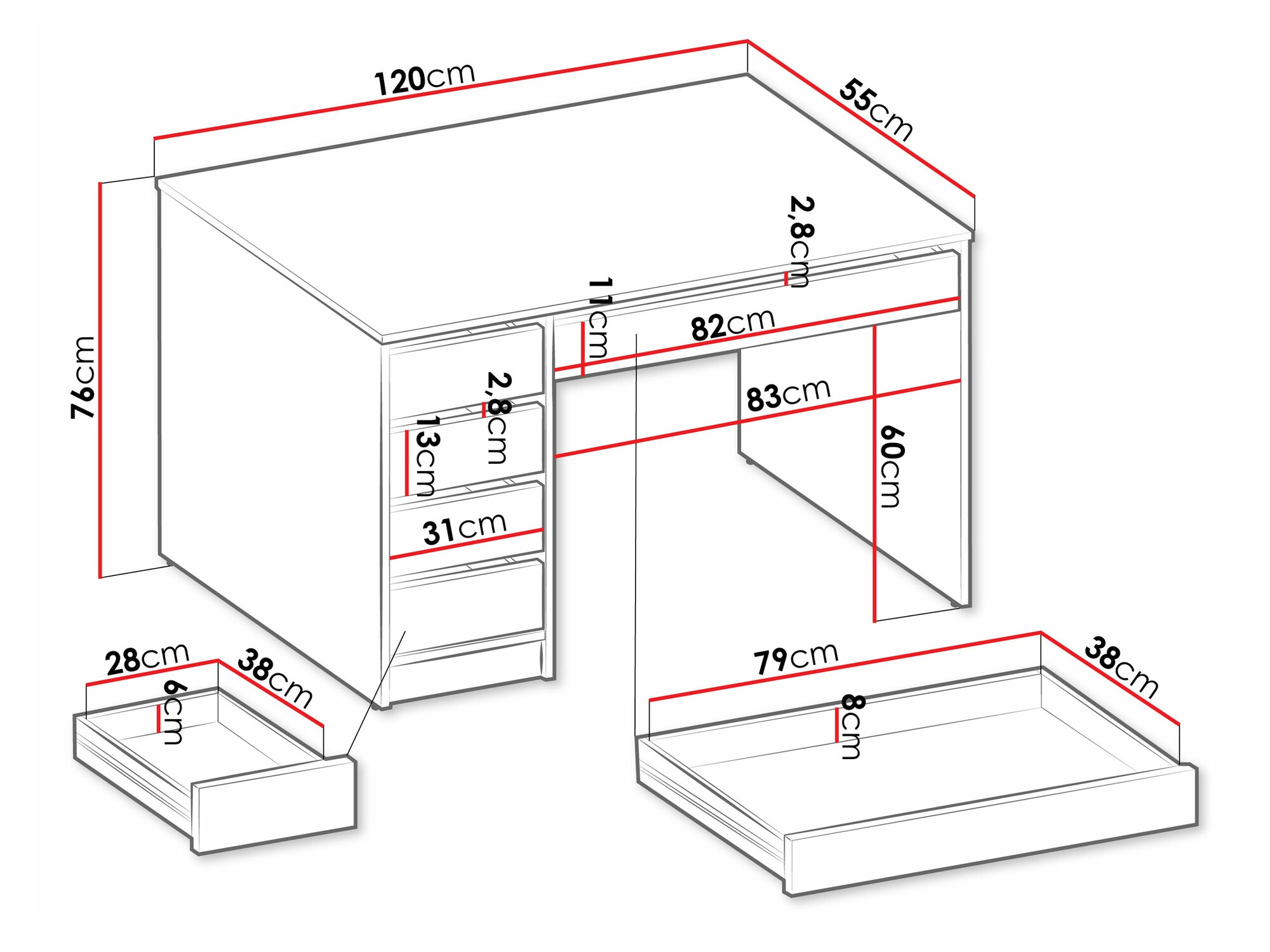 Bureau Comfivo 312 (Antraciet)