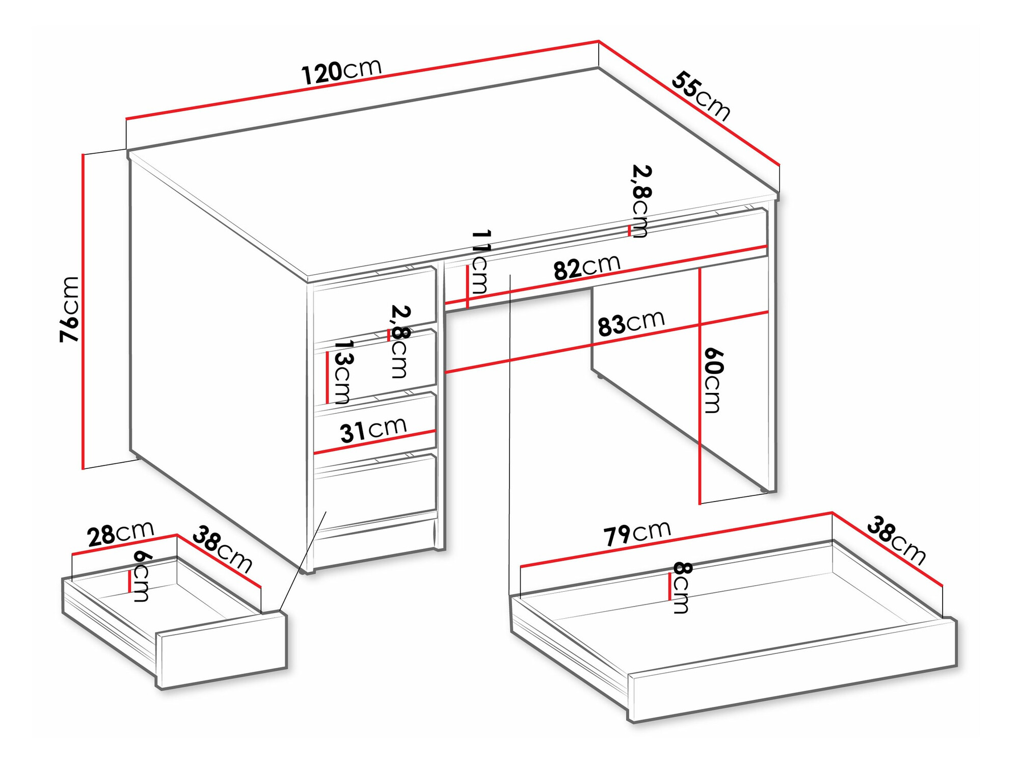 Bureau Comfivo 312 (Wit)