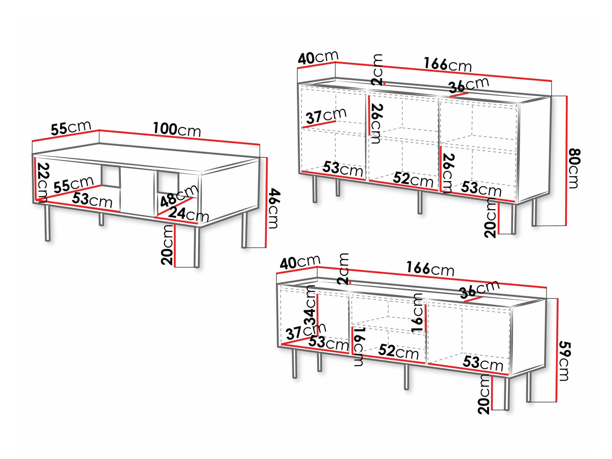 Woonkamerset Mortali 108 (Zwart)