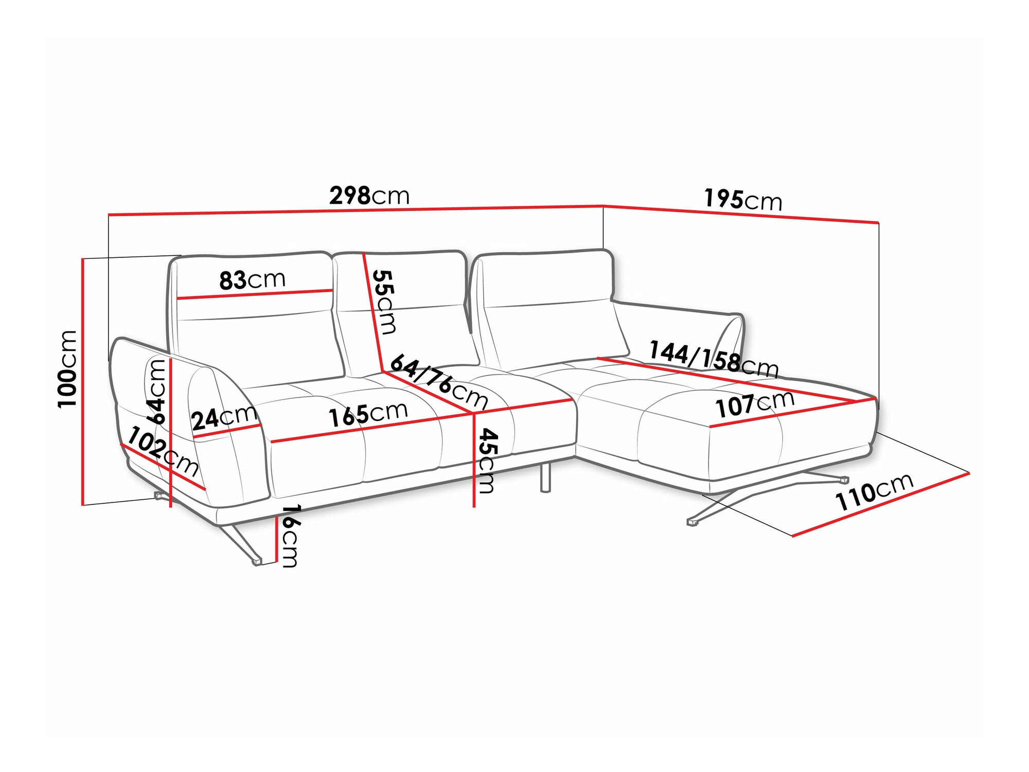 Hoekbank Lincoln 195 (Sorella 13)