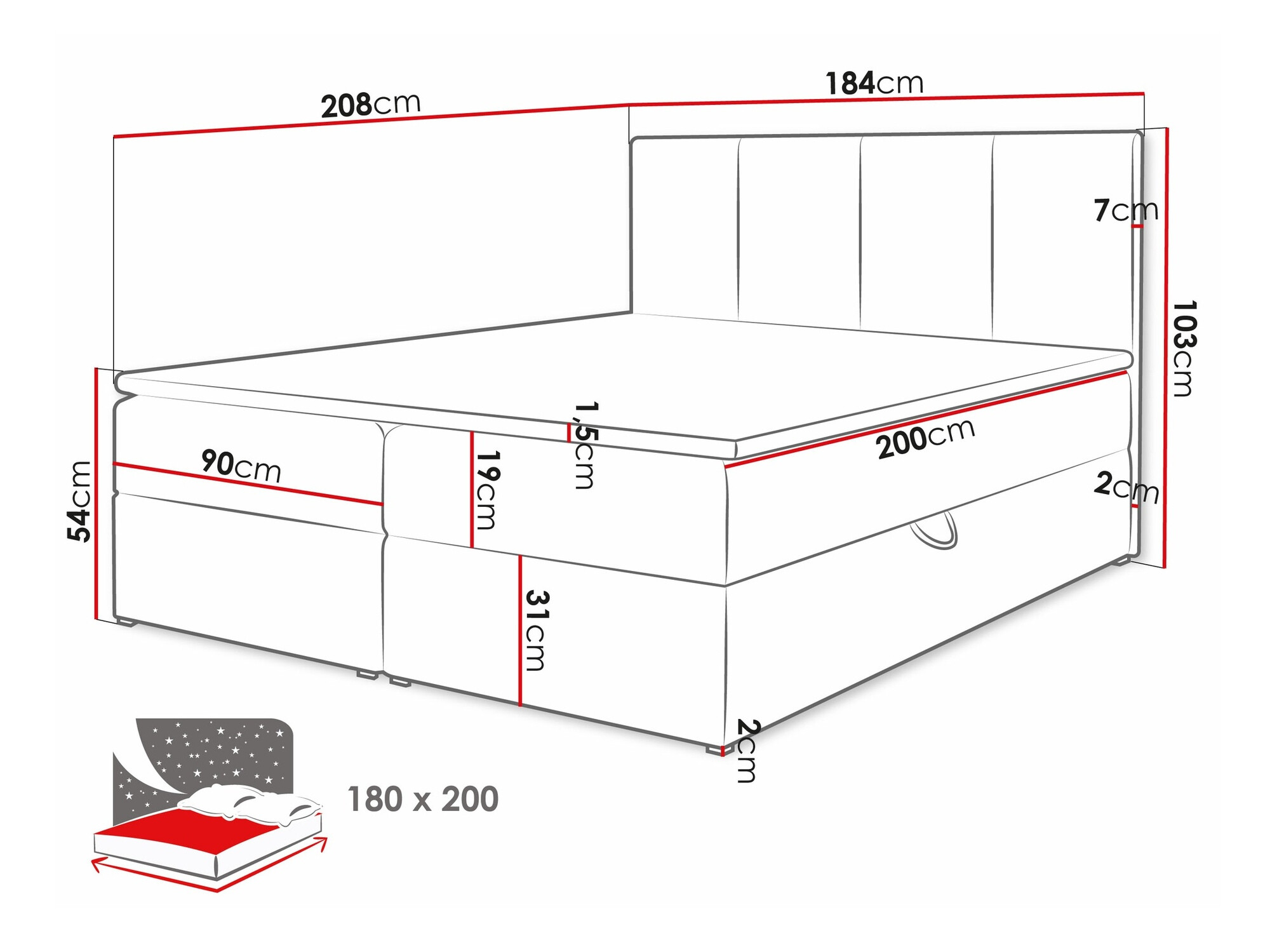 Boxspring Baltimore 147 (Manila 35)