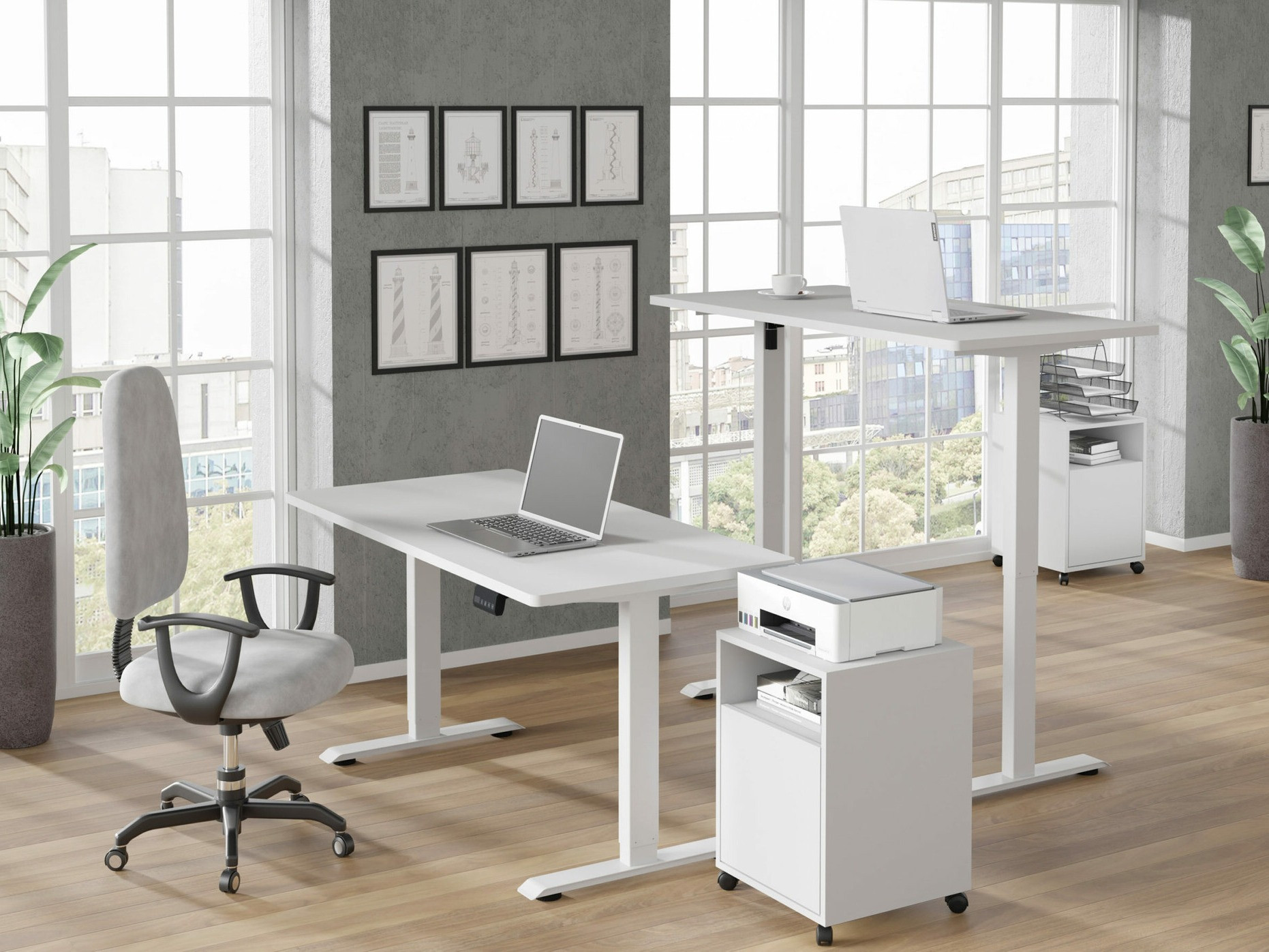 In hoogte verstelbaar bureau Buffalo 183 (Wit)