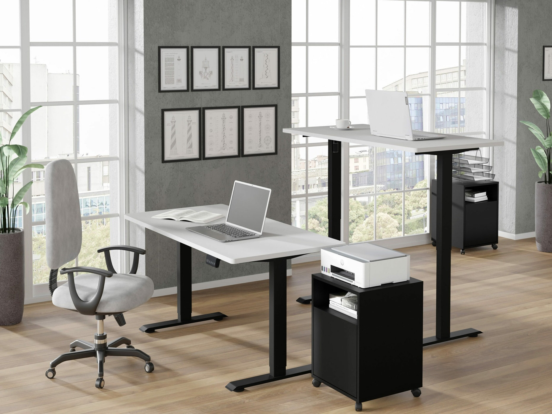 In hoogte verstelbaar bureau Buffalo 183 (Zwart)