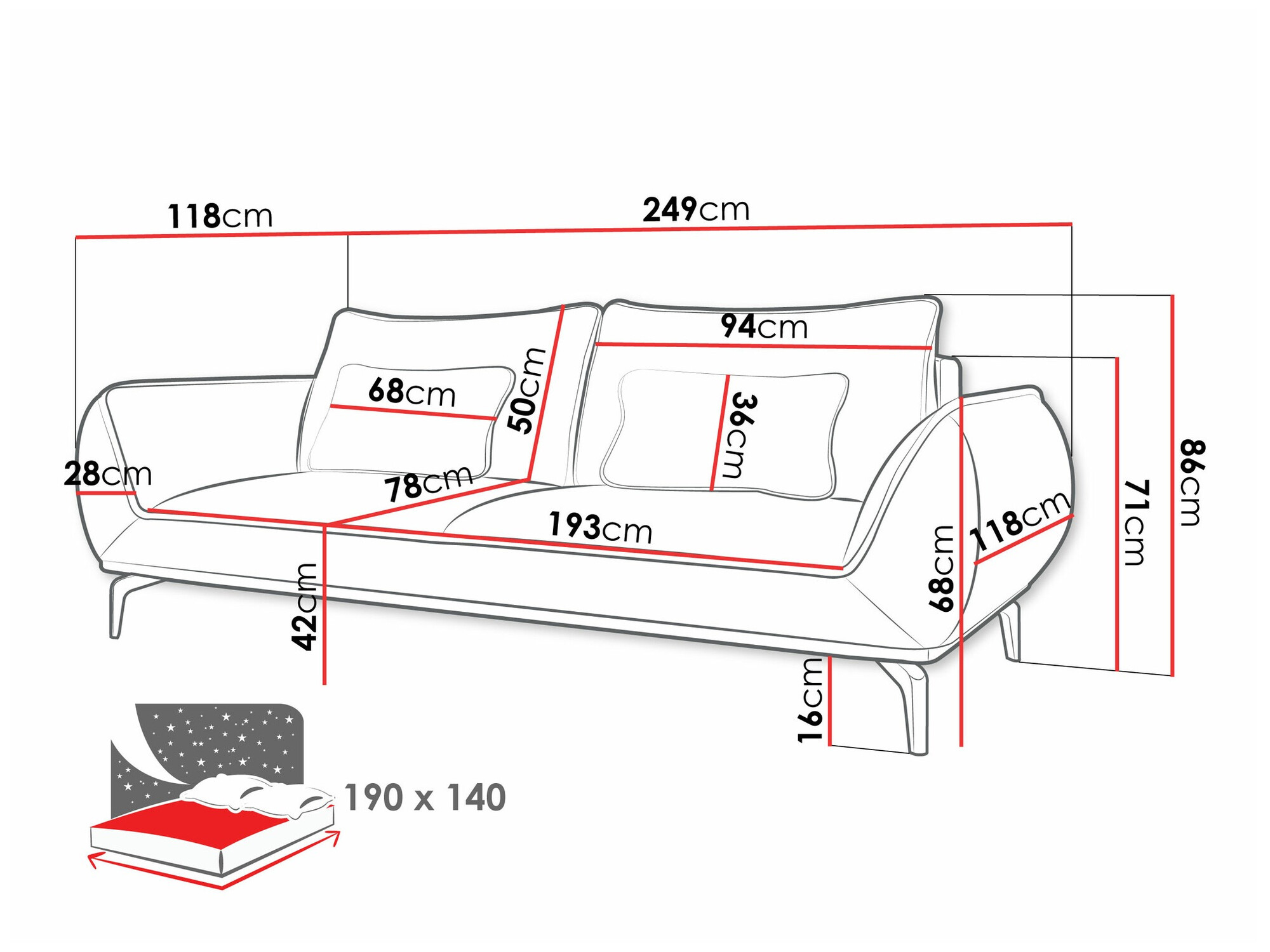 Slaapbank Lincoln 197 (Aragon 03)