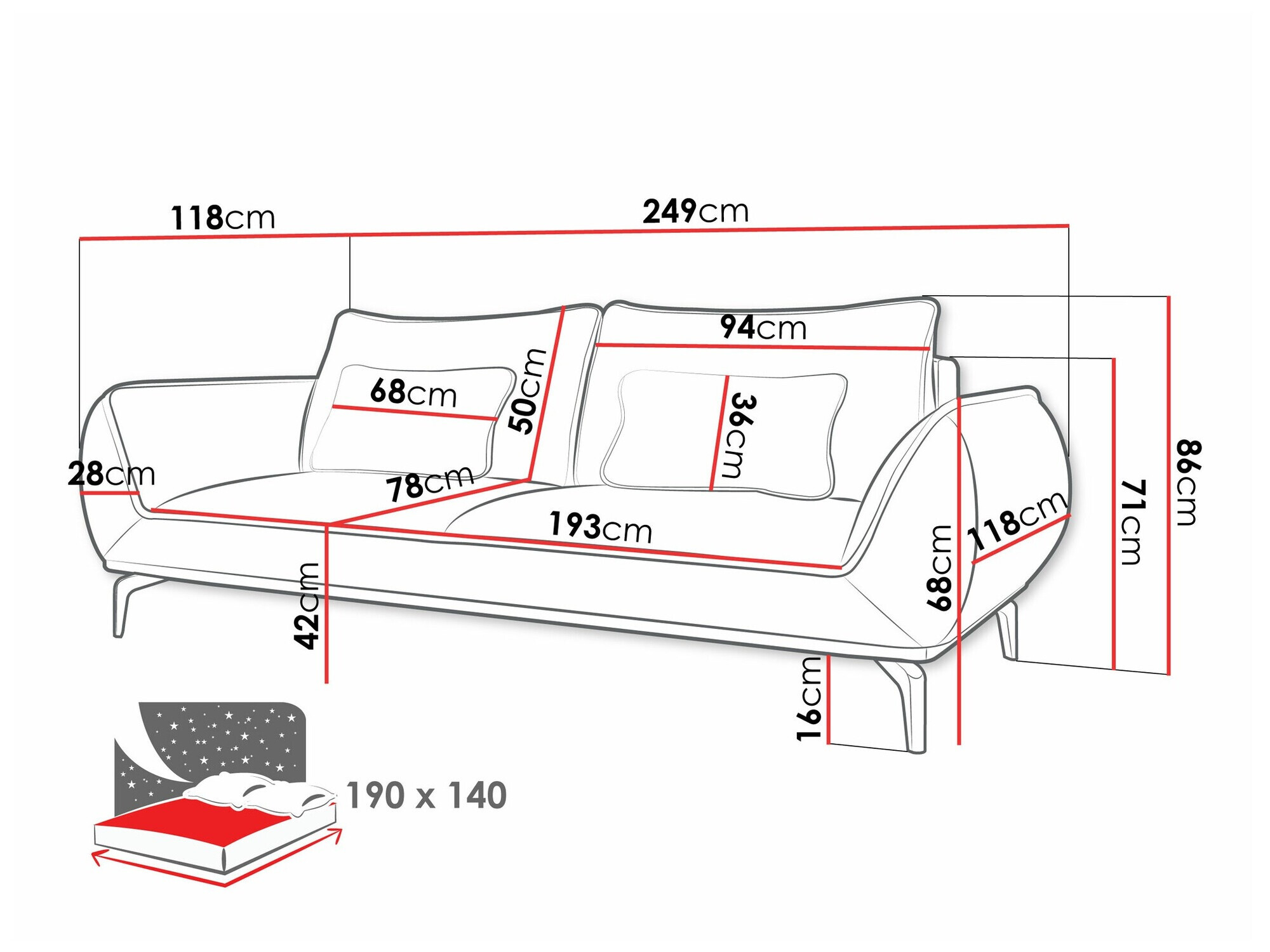 Slaapbank Lincoln 197 (Aragon 79)