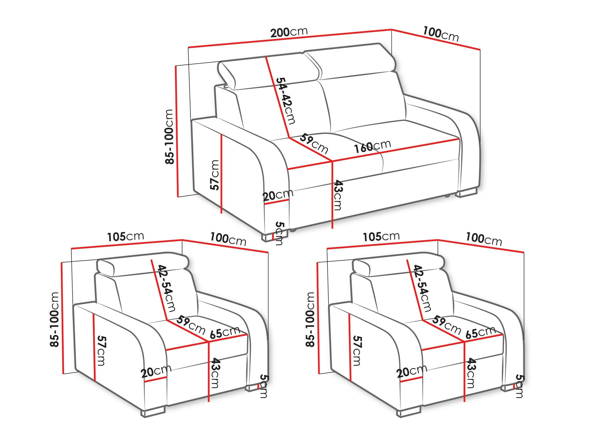 Gestoffeerde meubelset Etrcala 106 (Crown 10)